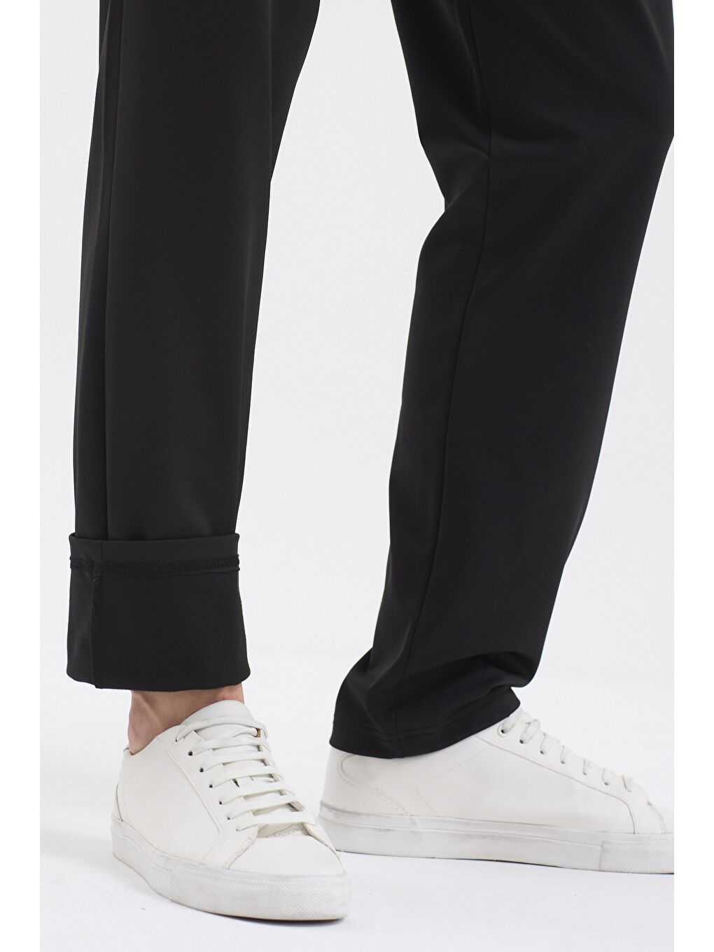 Erkek Siyah Fermuar Cepli Beli Lastikli Dalgıç Kumaş Düz Paça Rahat Pamuklu Eşofman Altı-5