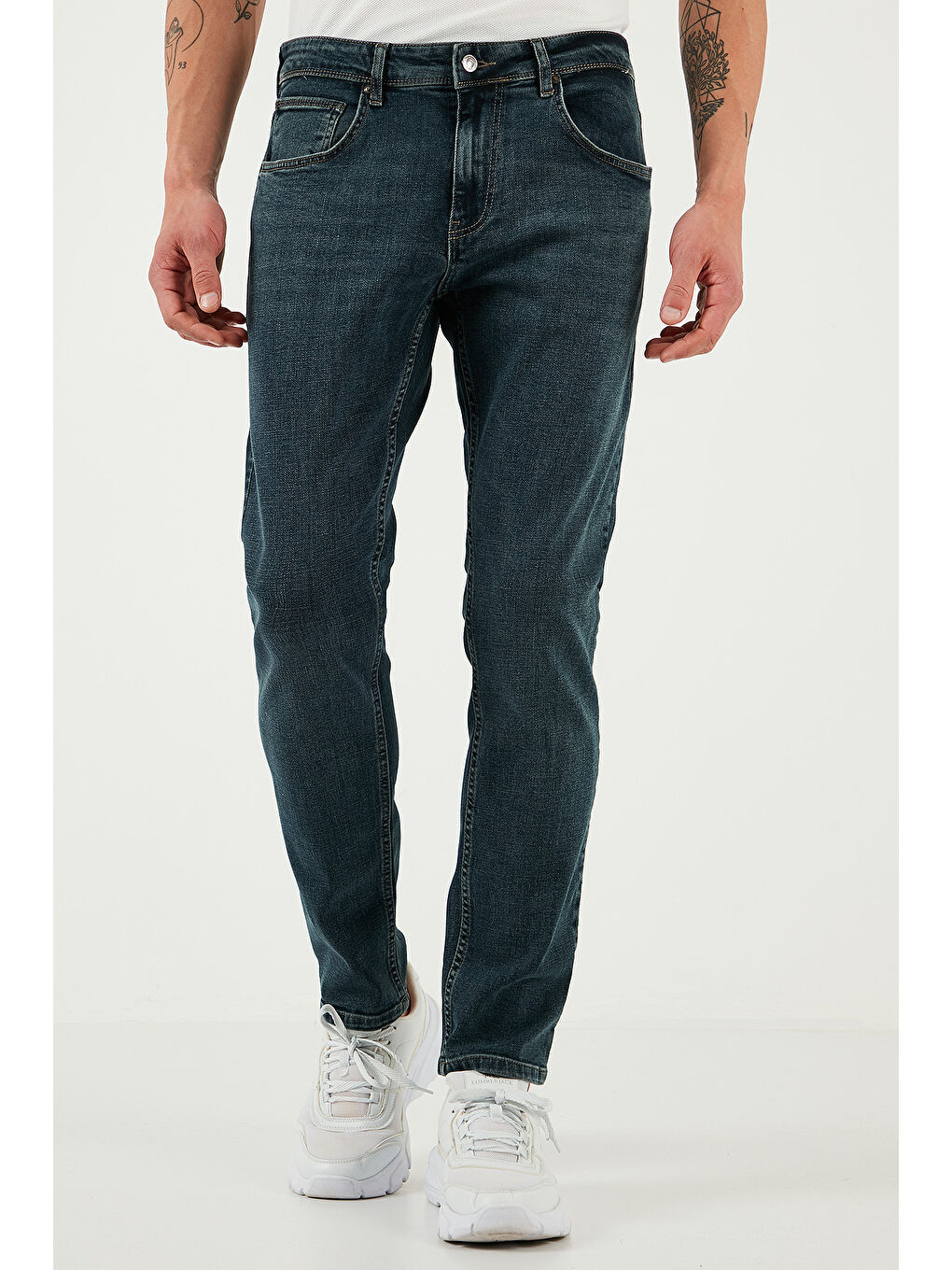 Mavi Pamuklu Slim Fit Yüksek Bel Dar Paça Jeans 3300S74TOKYO-3