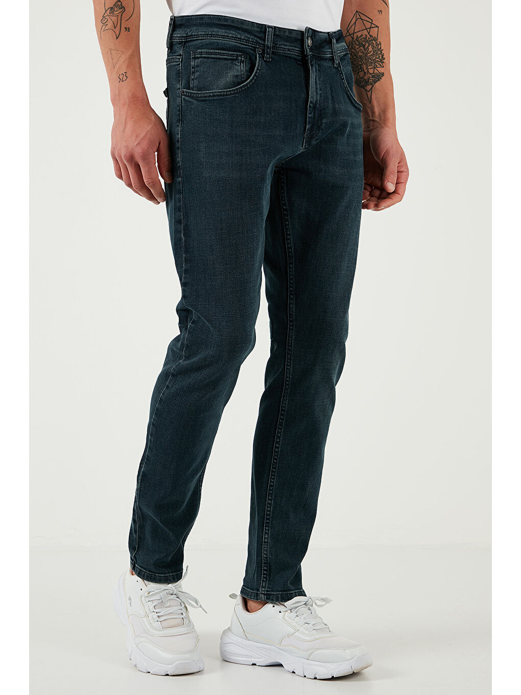 Mavi Pamuklu Slim Fit Yüksek Bel Dar Paça Jeans 3300S81TOKYO-3