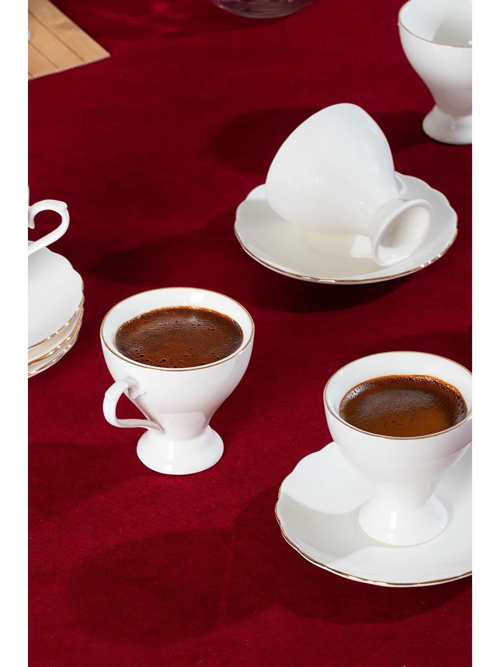 Sarı 4330 Emery 12 Parça 6 Kişilik Yaldızlı Porselen Türk Kahve Fincan Takımı-1