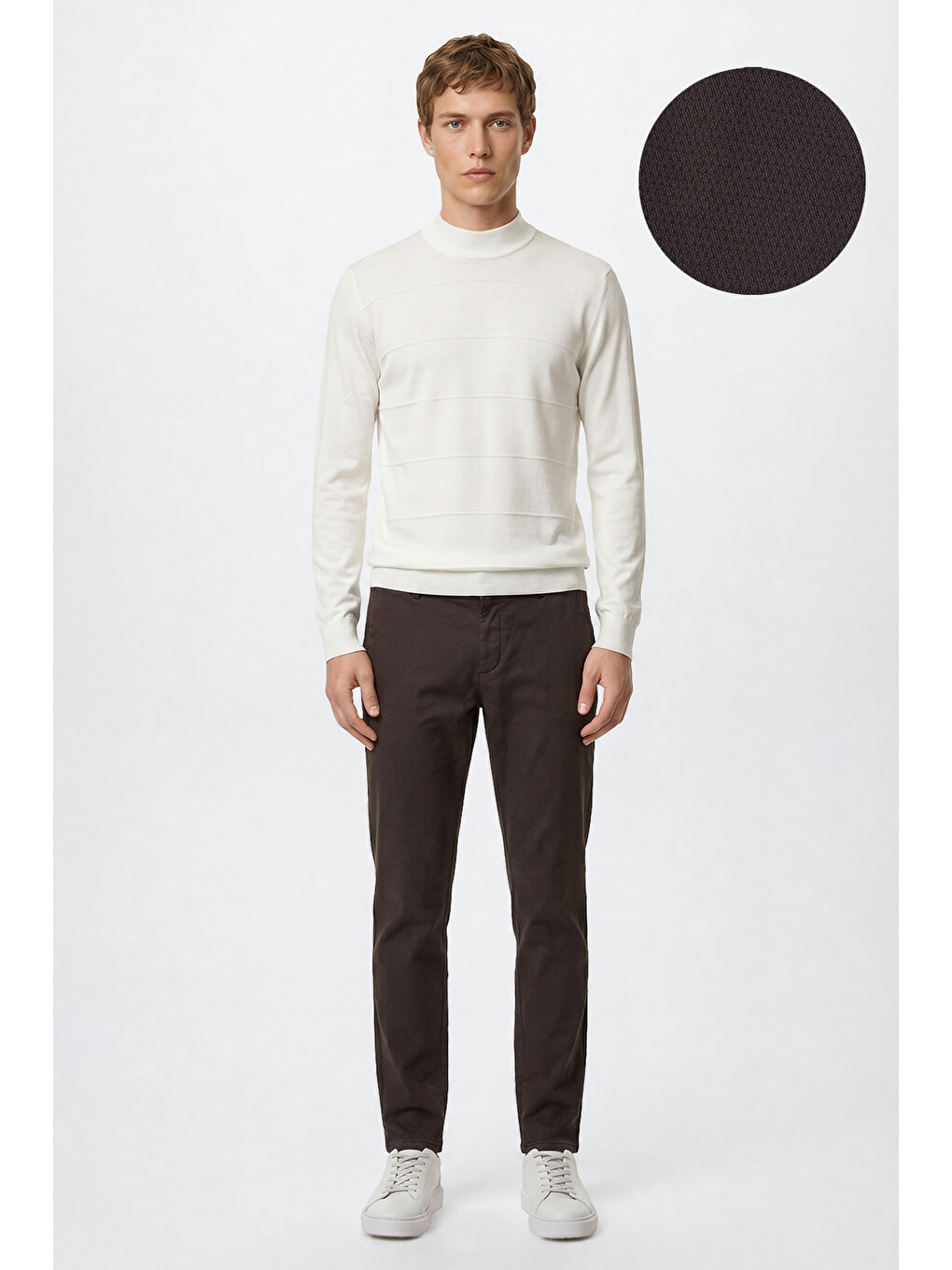 Erkek Kahverengi Pamuklu Slim Fit Dar Kesim Yan Cepli Armürlü Esnek Casual Pantolon