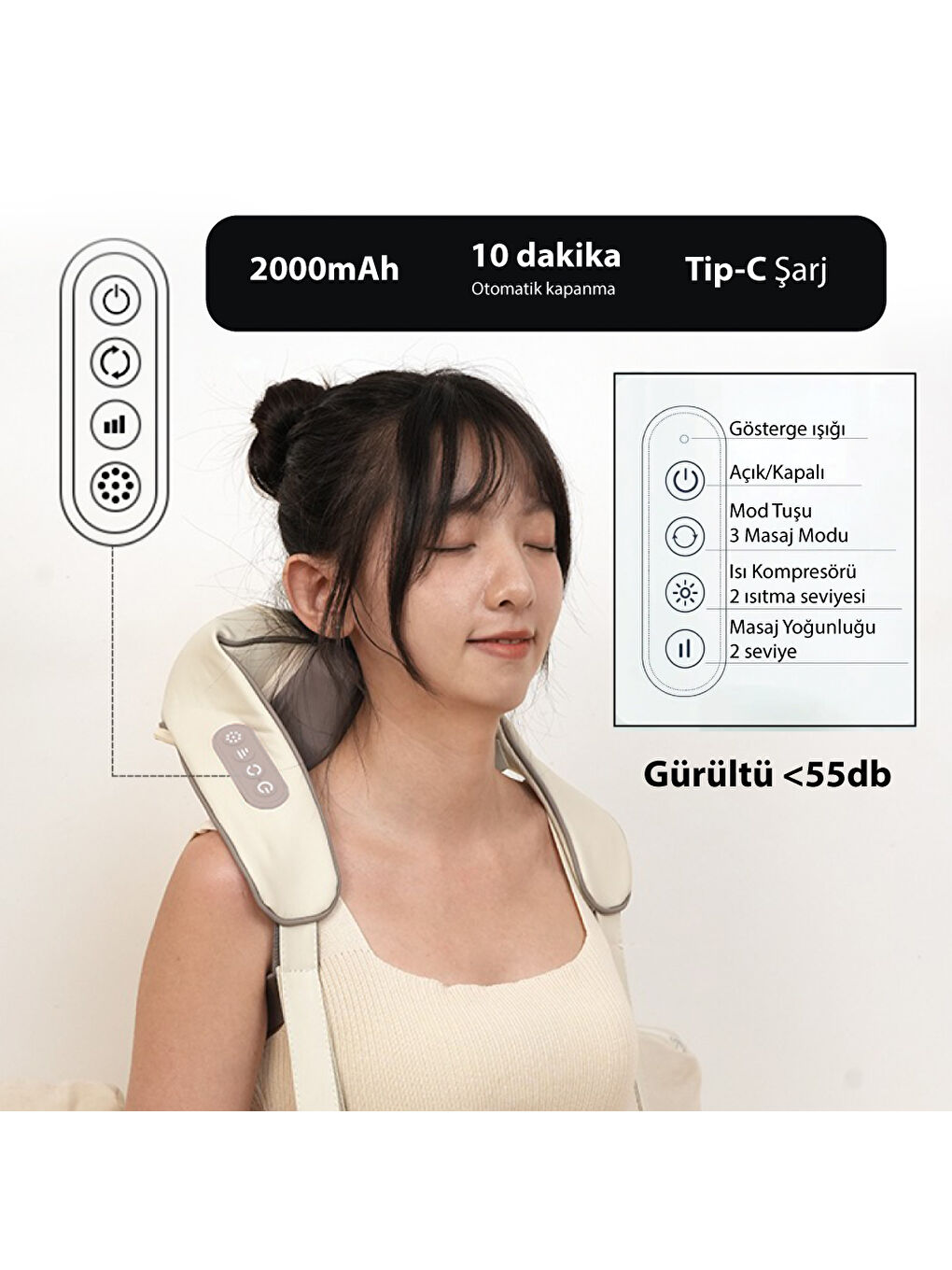 Şarjlı Boyun, Kol, Omuz ve Bacak Masaj Aleti – Derin Doku Titreşimli Masaj Cihazı-2