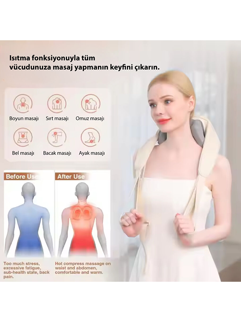 Şarjlı Boyun, Kol, Omuz ve Bacak Masaj Aleti – Derin Doku Titreşimli Masaj Cihazı-4