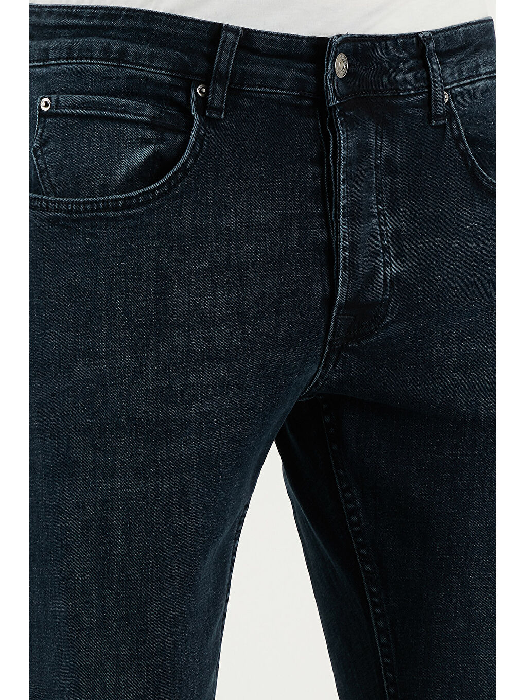 Lacivert Streç Pamuklu Slim Fit Normal Bel Dar Paça Jeans 1124S80NAPOLI-4