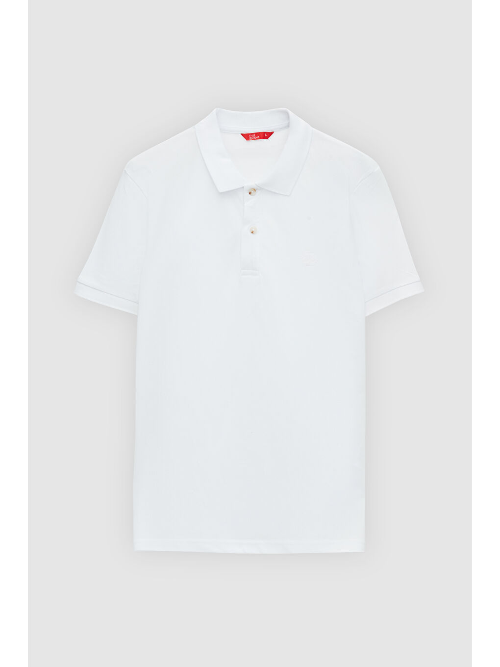 Regular Fit Beyaz %100 Pamuklu Uzun Ömürlü Kıvrılmaz Polo Yaka Nakışlı T-Shirt-4