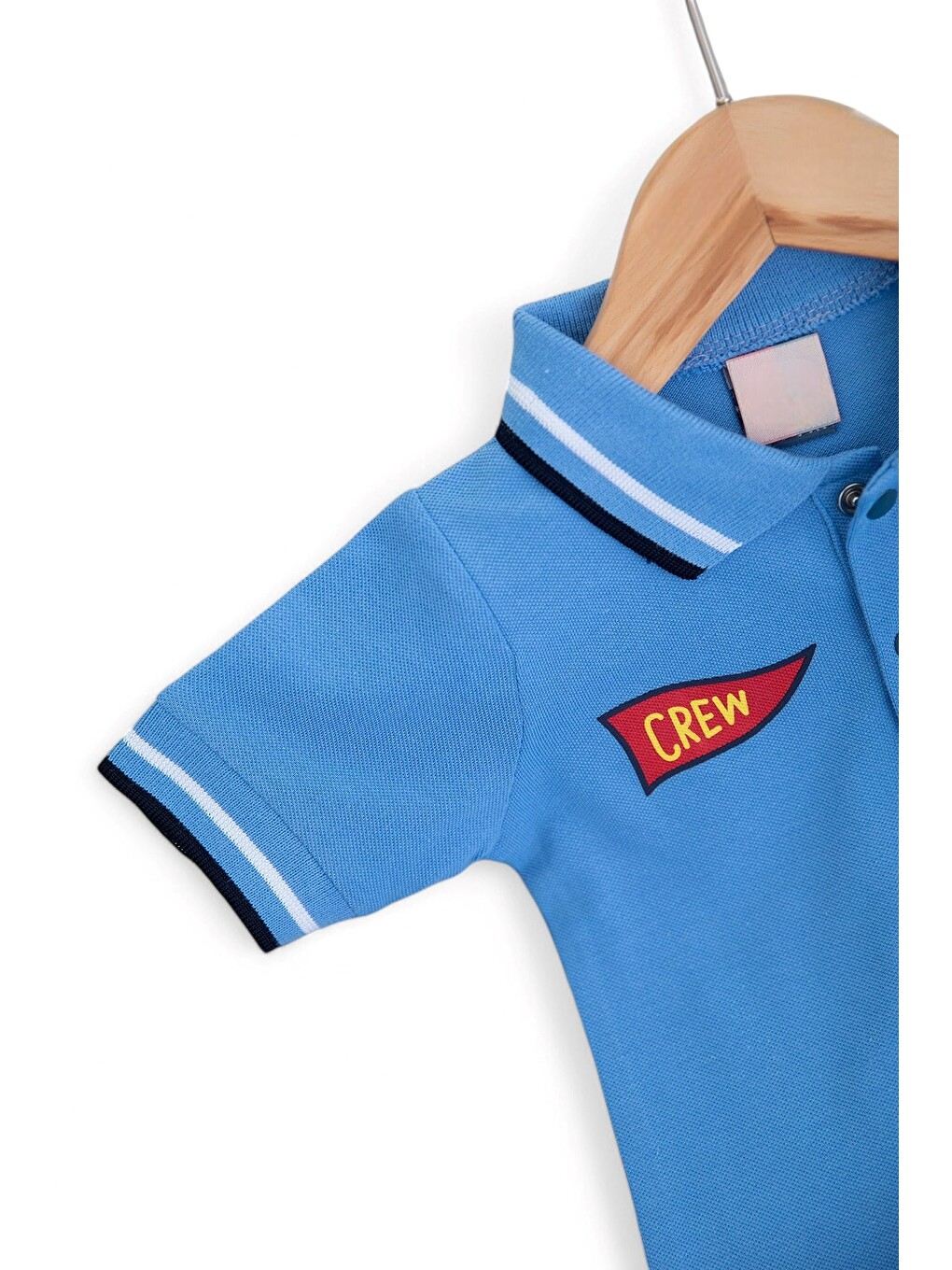 Mavi Erkek Bebek Yazlık Polo Yakalı Jean Görünümlü Yumuşak Şortlu Takım-2