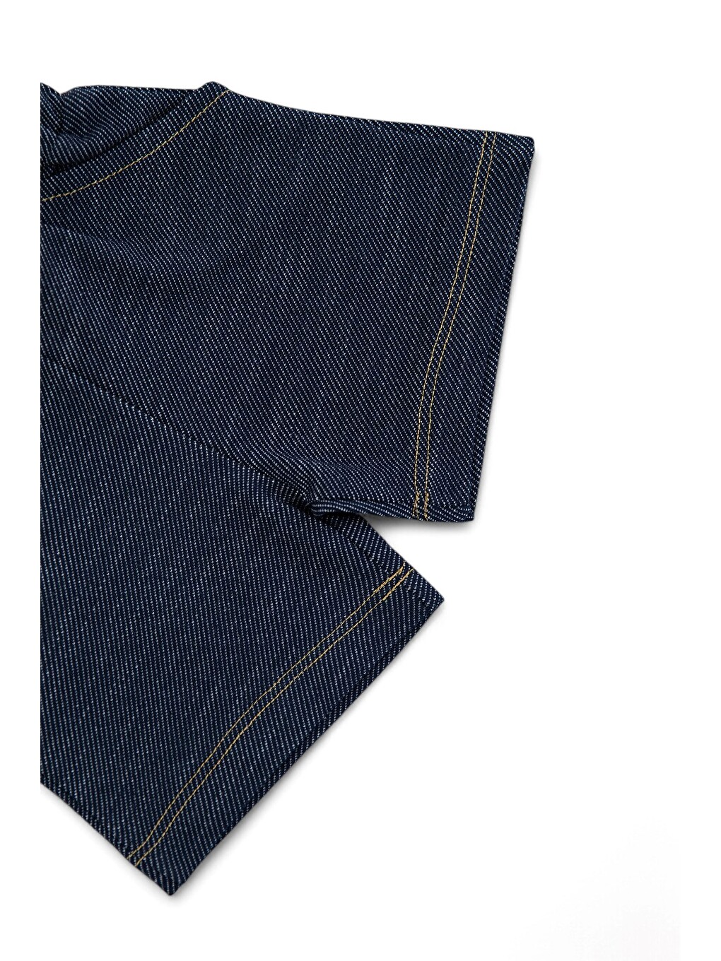 Mavi Erkek Bebek Yazlık Polo Yakalı Jean Görünümlü Yumuşak Şortlu Takım-4