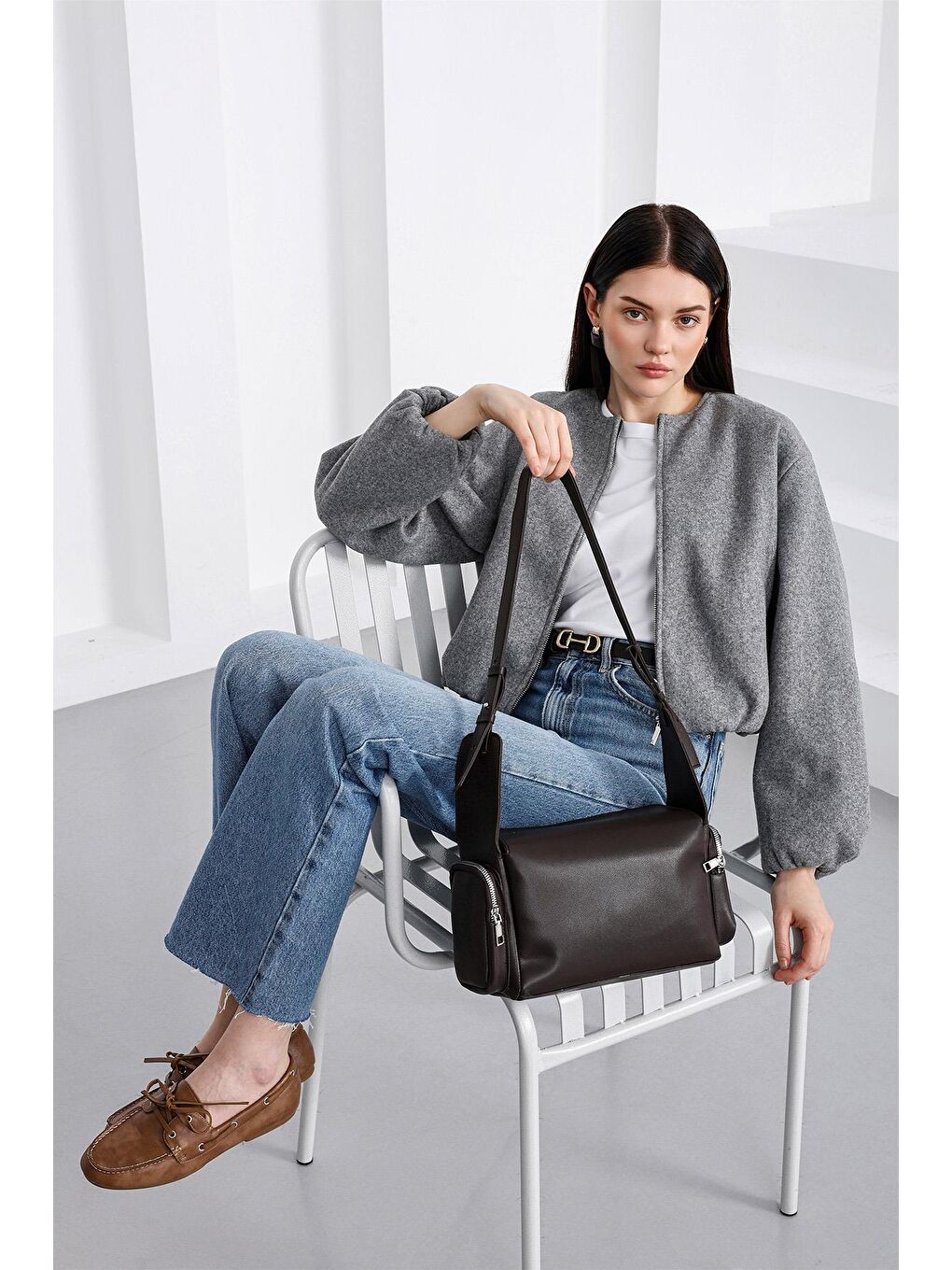 Kahverengi Barenia Retro Çapraz Çanta Kahve-5