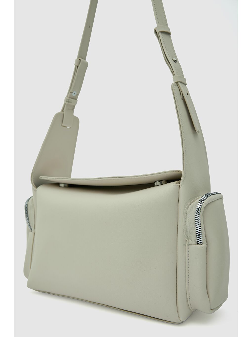 Ekru Barenia Retro Çapraz Çanta Krem-6