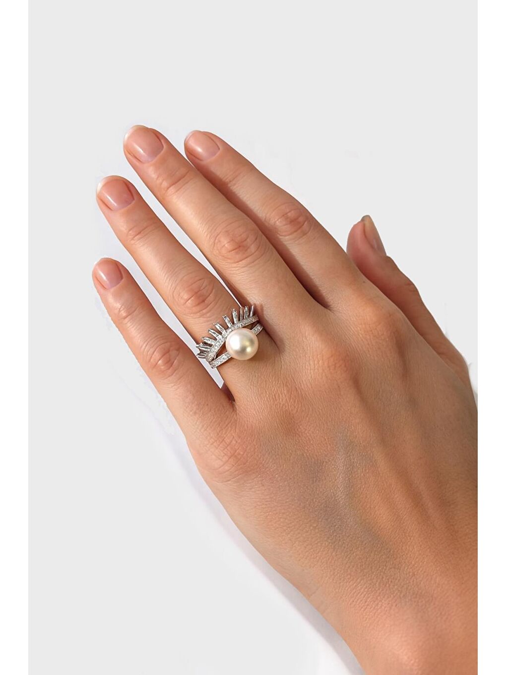Gri İnci Detaylı Kadın Yüzük-1