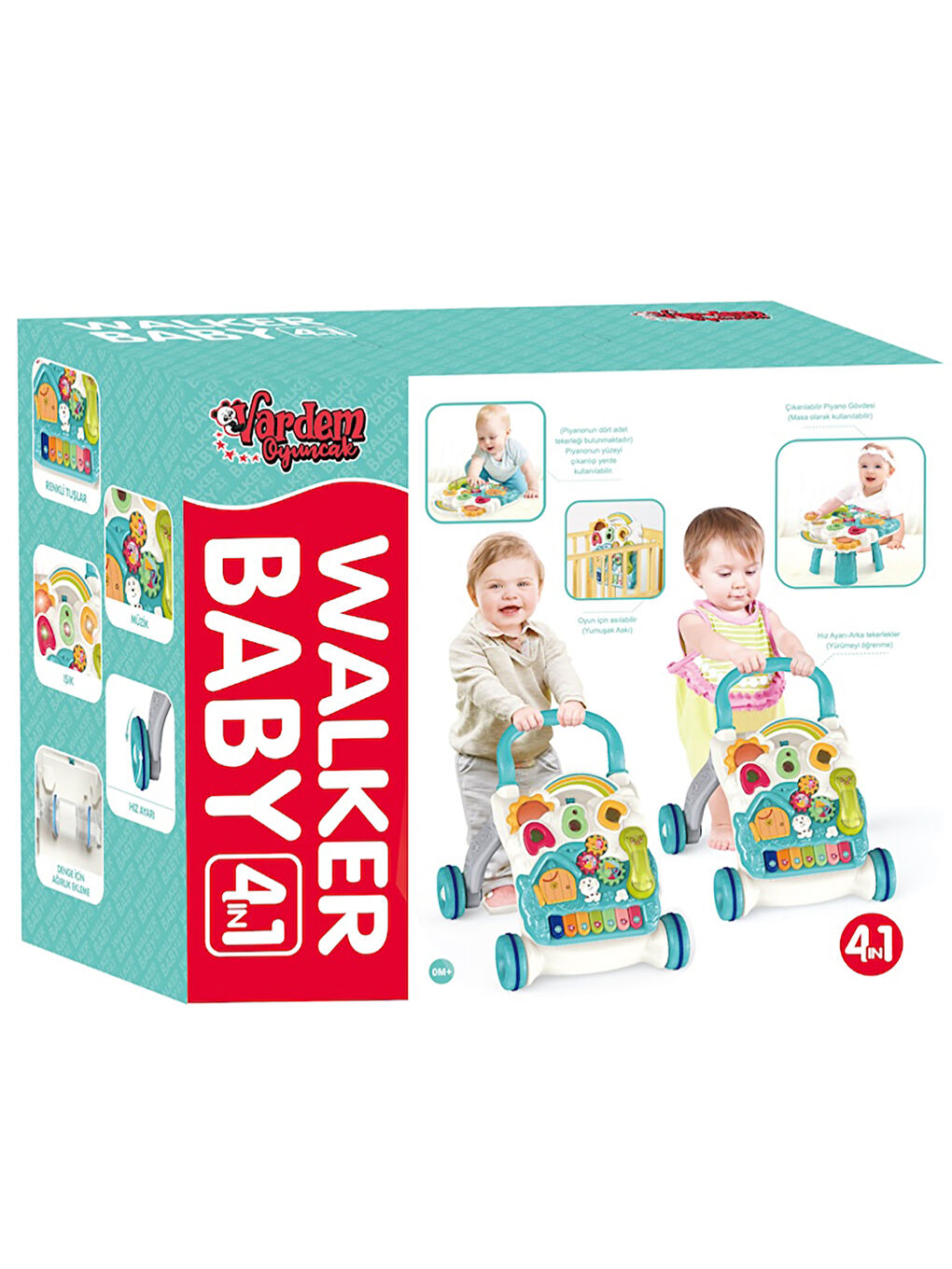 Piyanolu 4in1 Turkuaz Bebek Yürüteci Turkuaz-2