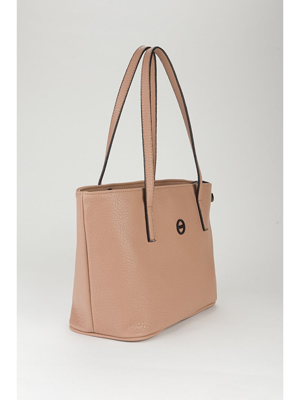 Bej Kadın Vegan Deri Kova Model Omuz Çantası-1