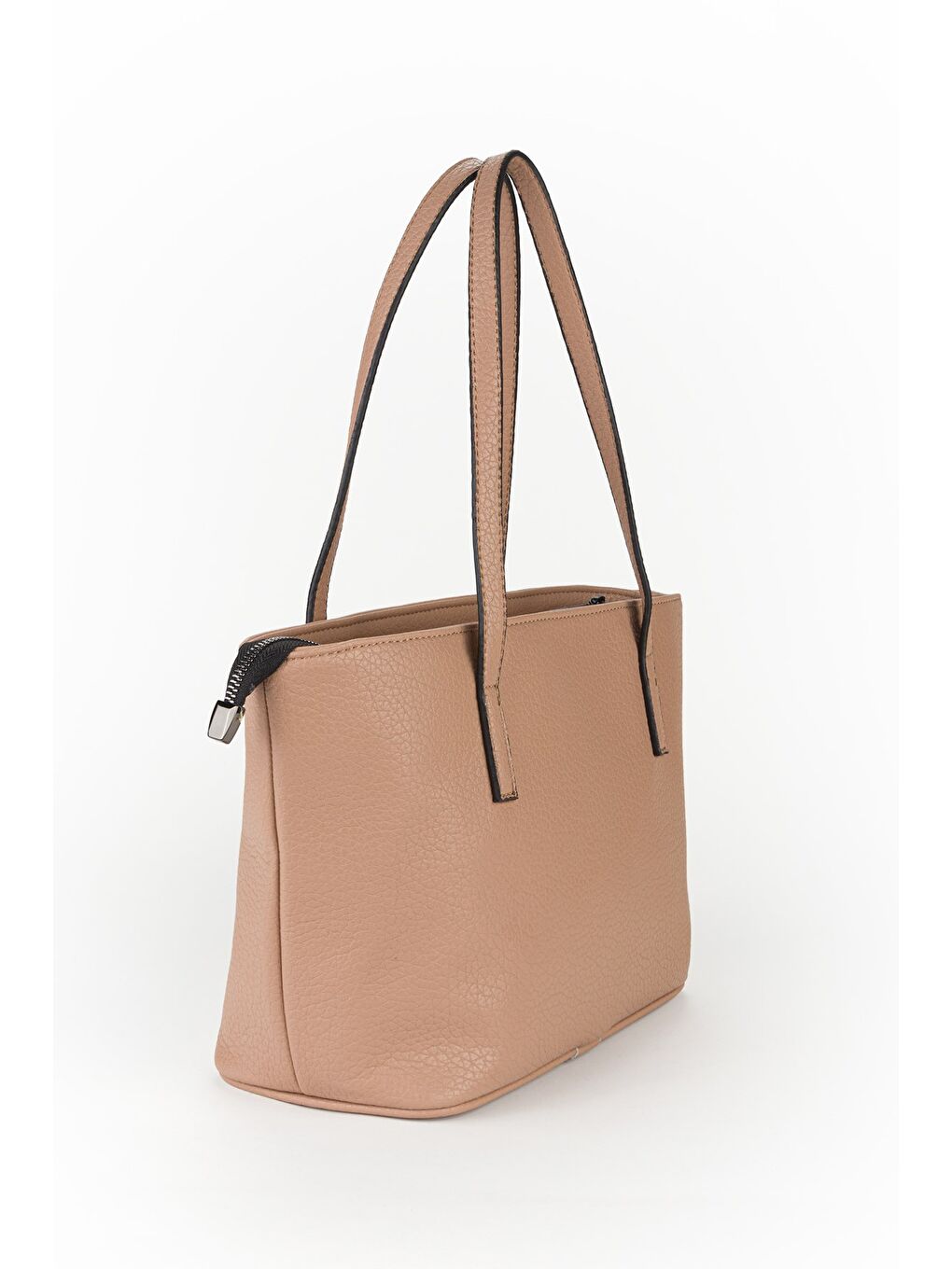 Bej Kadın Vegan Deri Kova Model Omuz Çantası-2