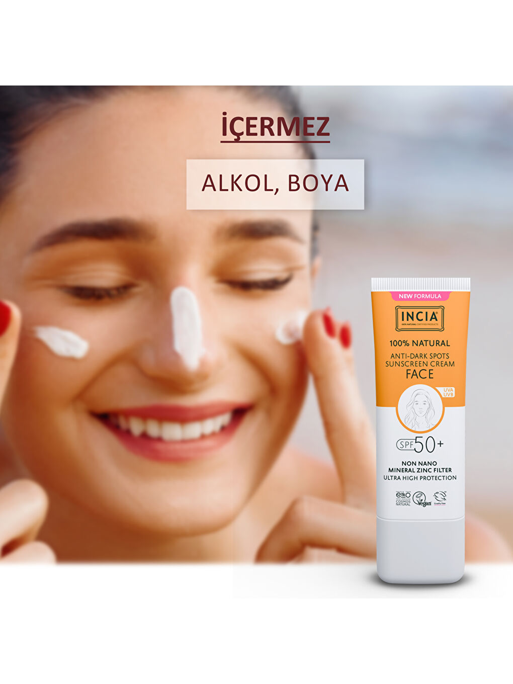 %100 Doğal Yüz Güneş Kremi Leke Karşıtı Aydınlatıcı Mineral Filtre UVA1 UVA2 UVB SPF 50+ 30 ml-2