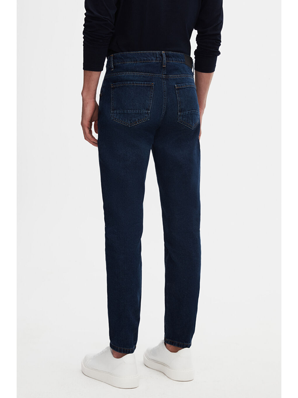 Comfort Fit Lacivert Düz Jean Beş Cepli Elastanlı Yıkamalı Denim Pantolon-3