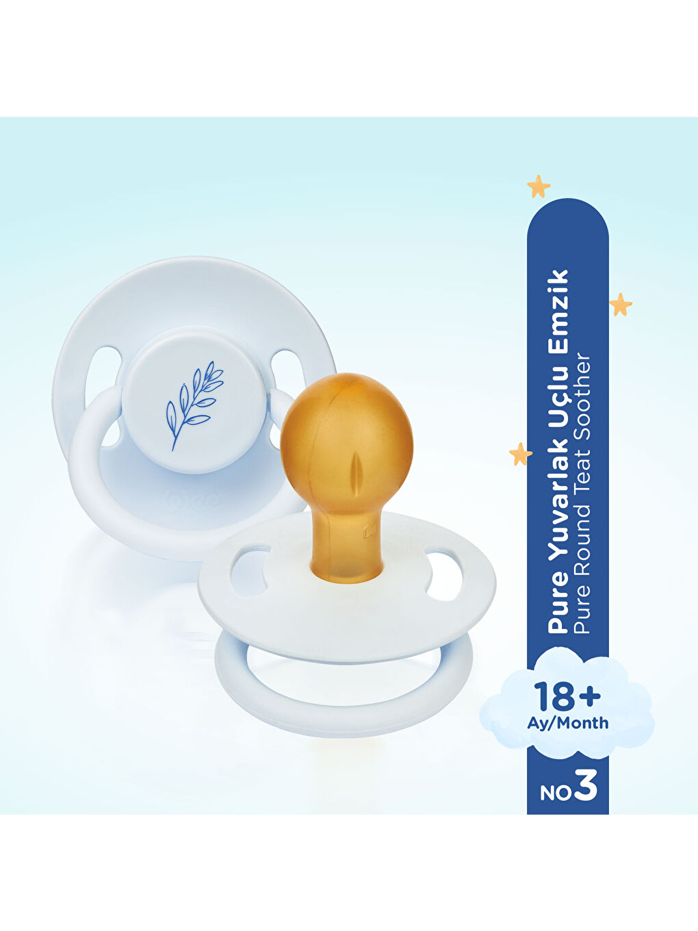 Pure Yuvarlak Uçlu Kauçuk Emzik No:3 - MAVİ-1