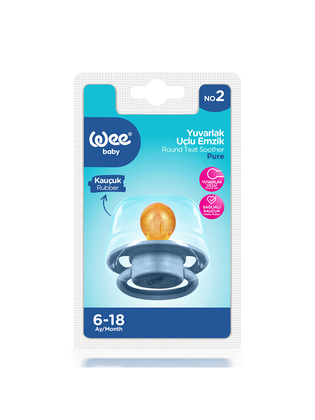 Pure Yuvarlak Uçlu Kauçuk Emzik No:2 - MAVİ-3