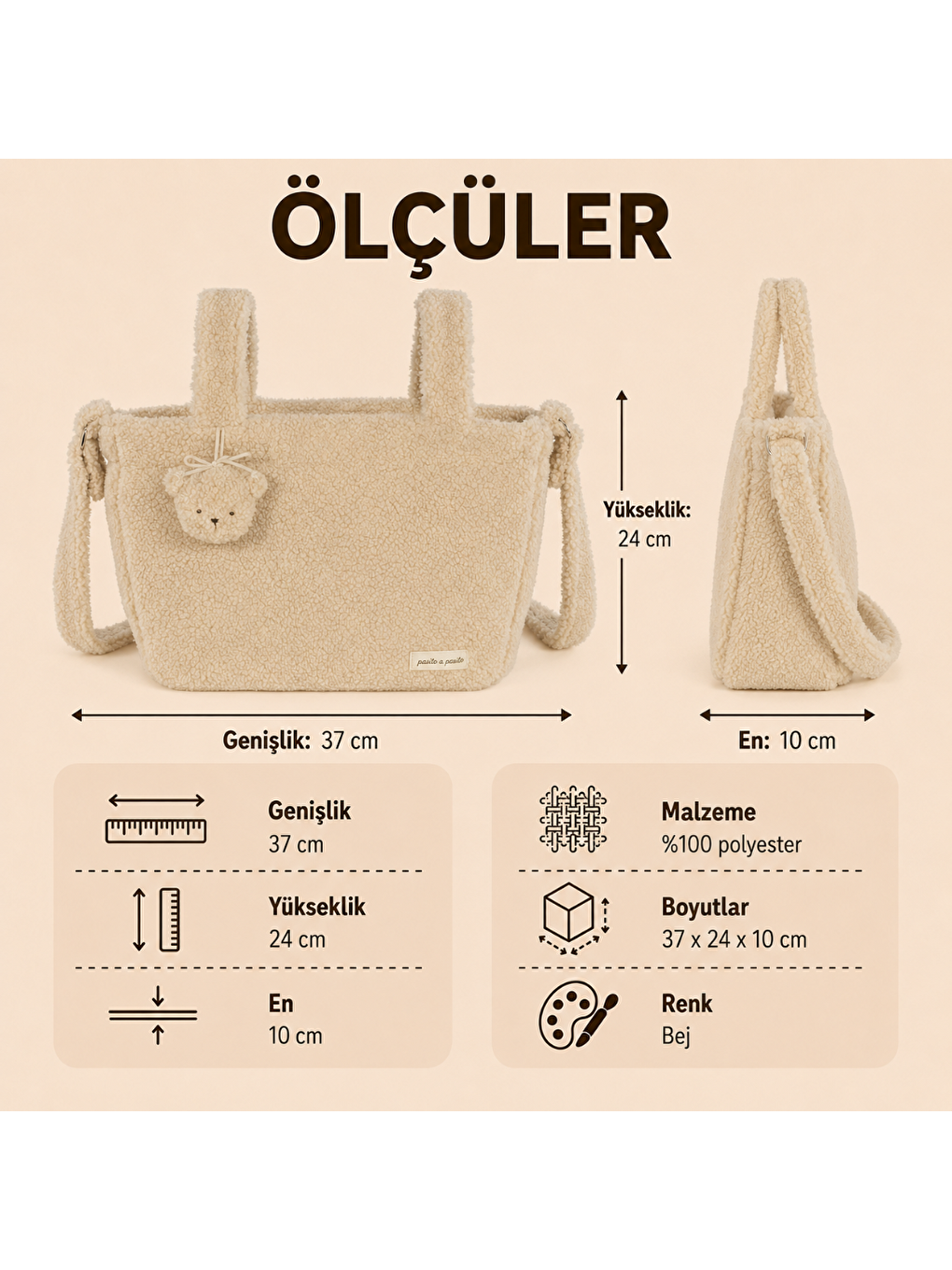 Paddington Bebek Bakım Çantası Teddy Beige-4