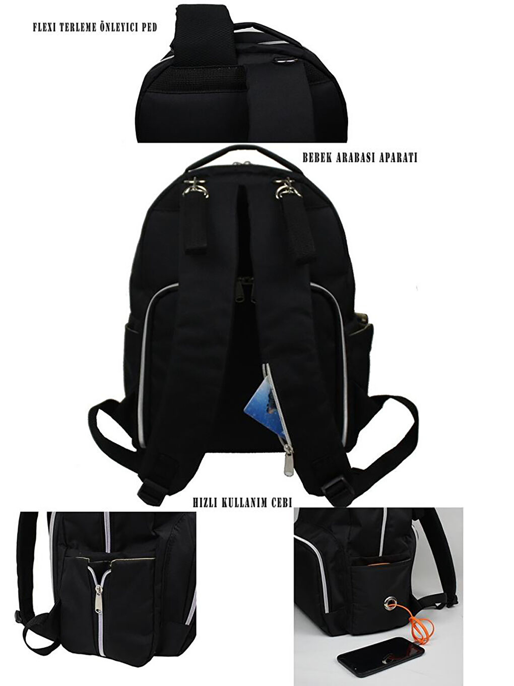 Duo Backpack Anne Çanta Siyah-1