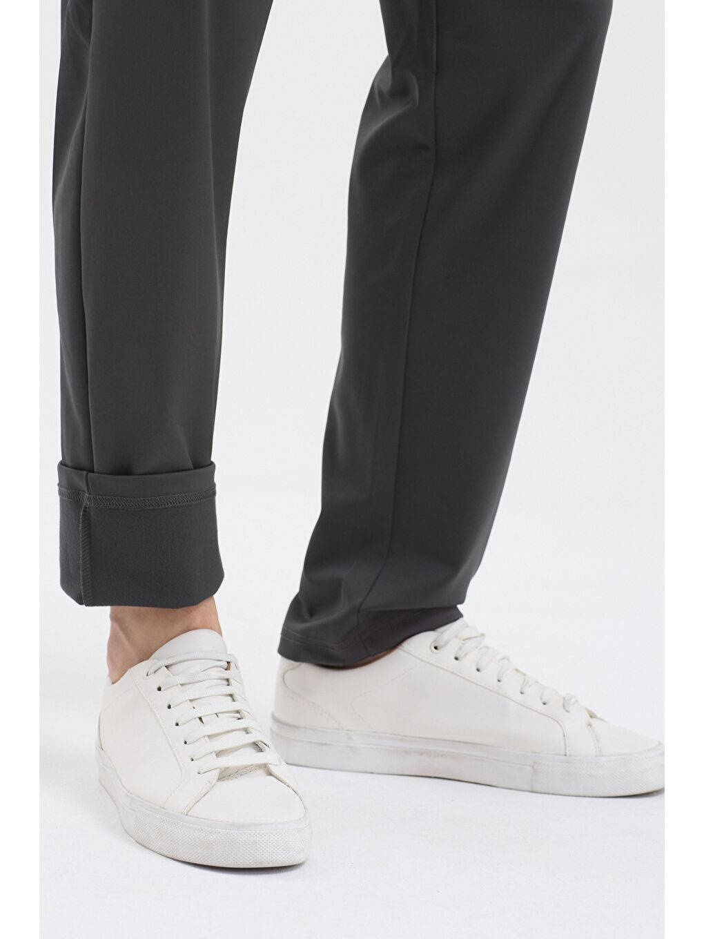 Erkek Antrasit Fermuar Cepli Beli Lastikli Dalgıç Kumaş Düz Paça Rahat Pamuklu Eşofman Altı-5