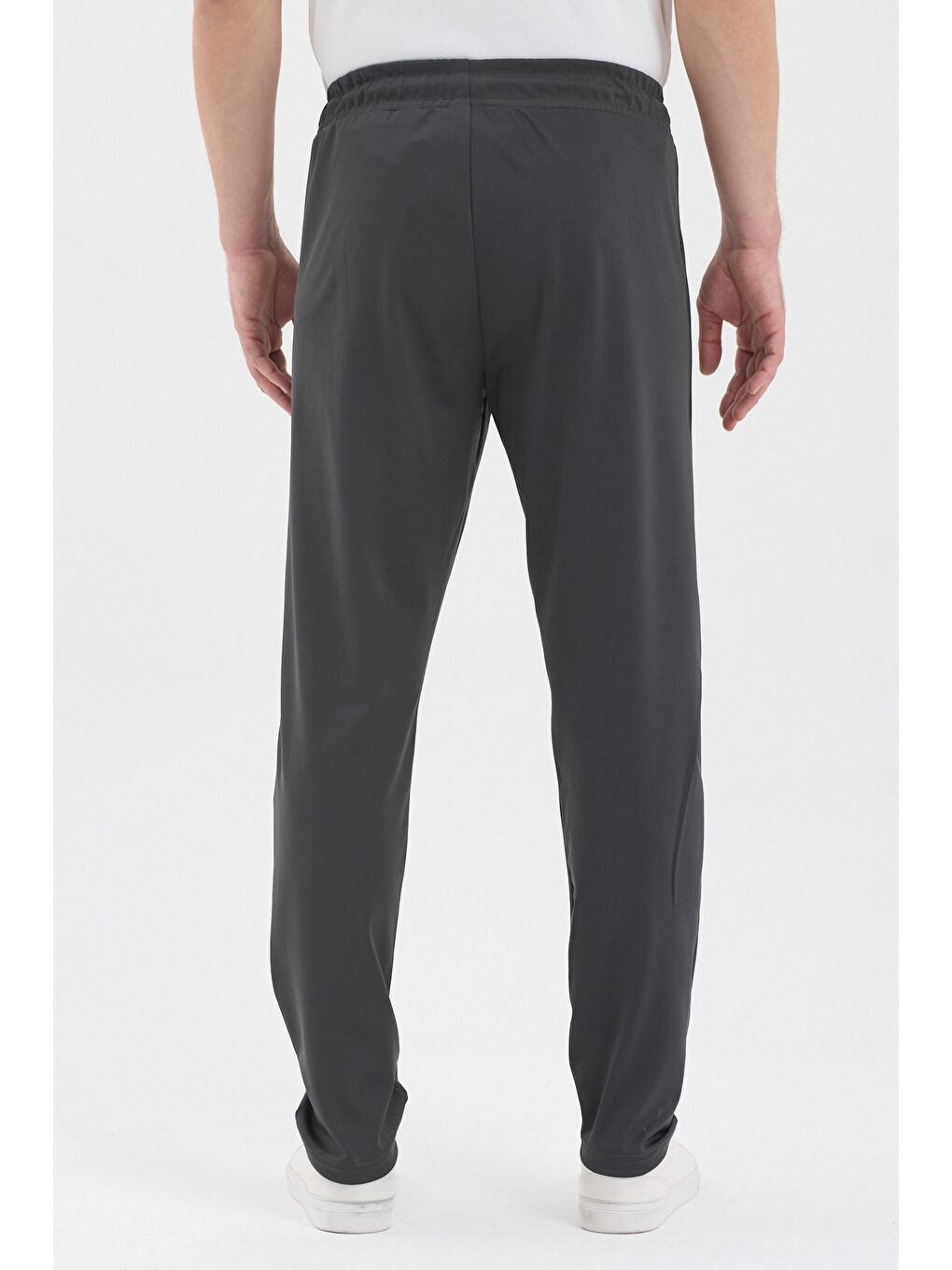 Erkek Antrasit Fermuar Cepli Beli Lastikli Dalgıç Kumaş Düz Paça Rahat Pamuklu Eşofman Altı-6