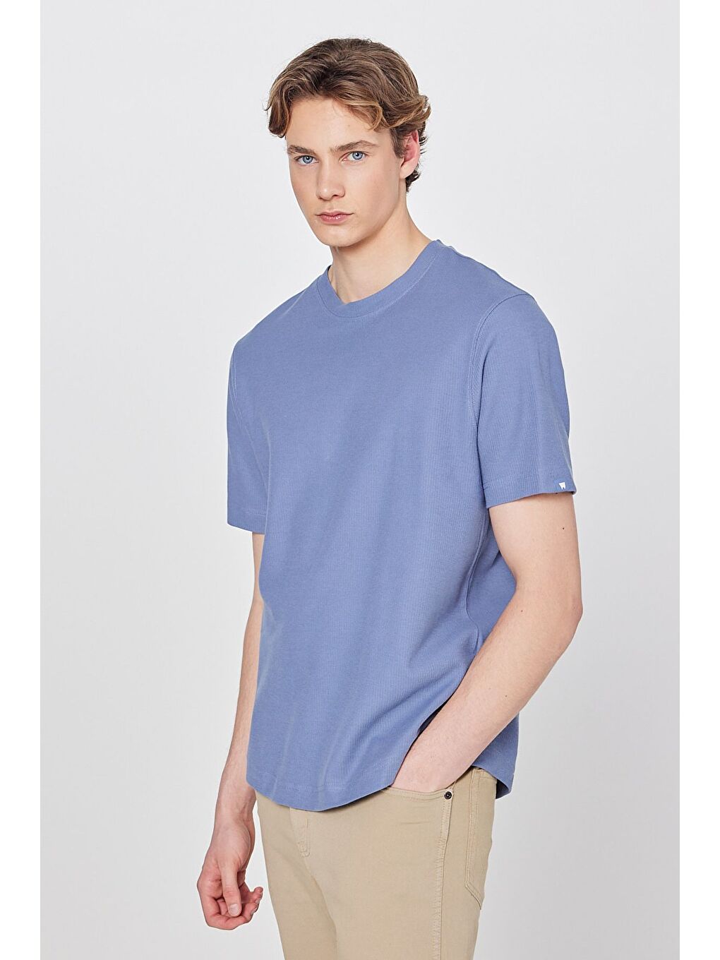 İndigo Bisiklet Yaka Basic Tişört-1