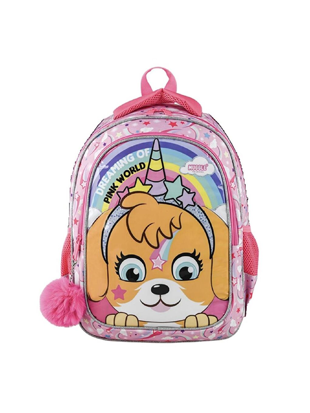 2 Bölmeli Pink World Okul Sırt Çantası Pembe (MU-9032)