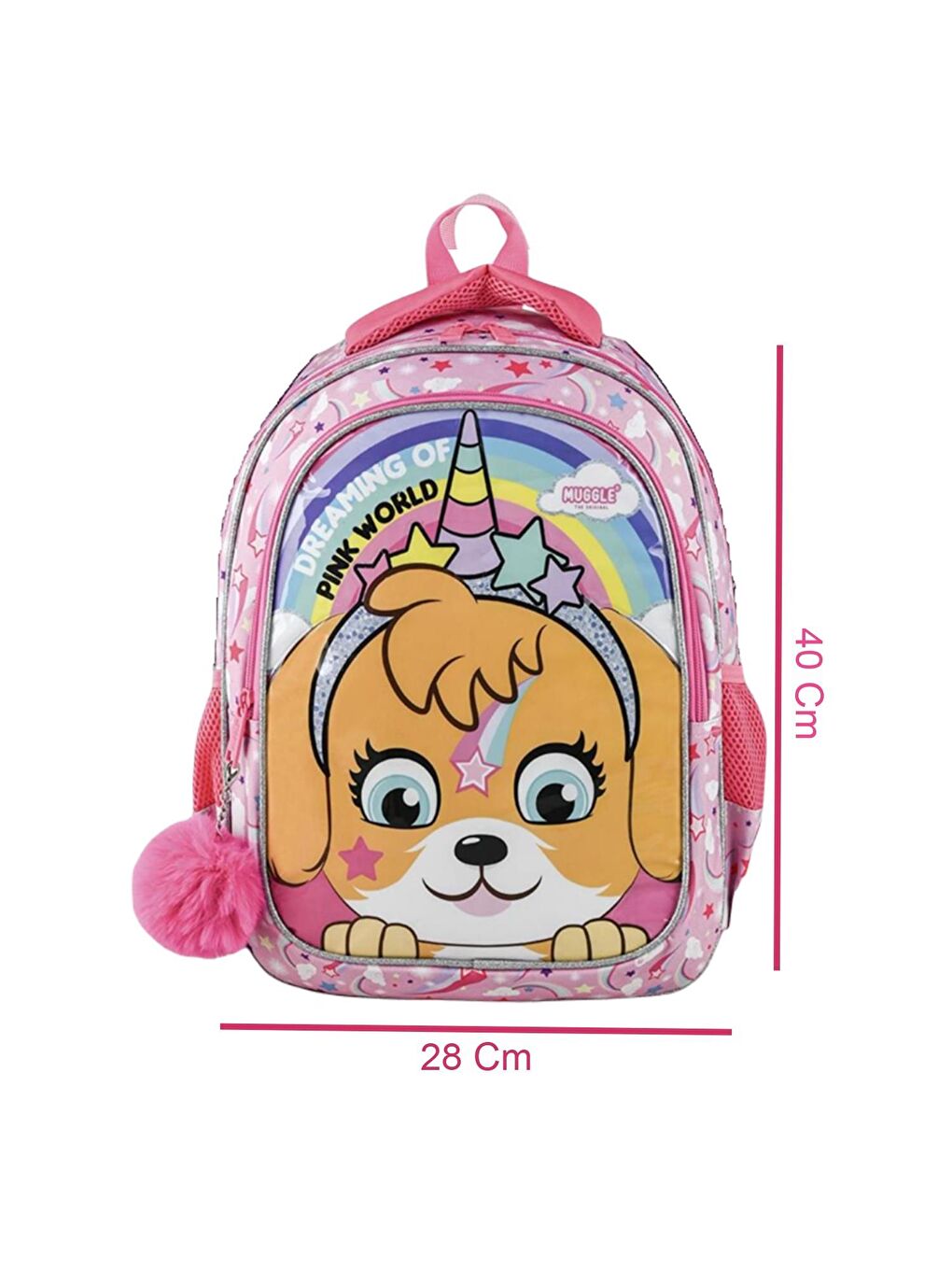 2 Bölmeli Pink World Okul Sırt Çantası Pembe (MU-9032)-1