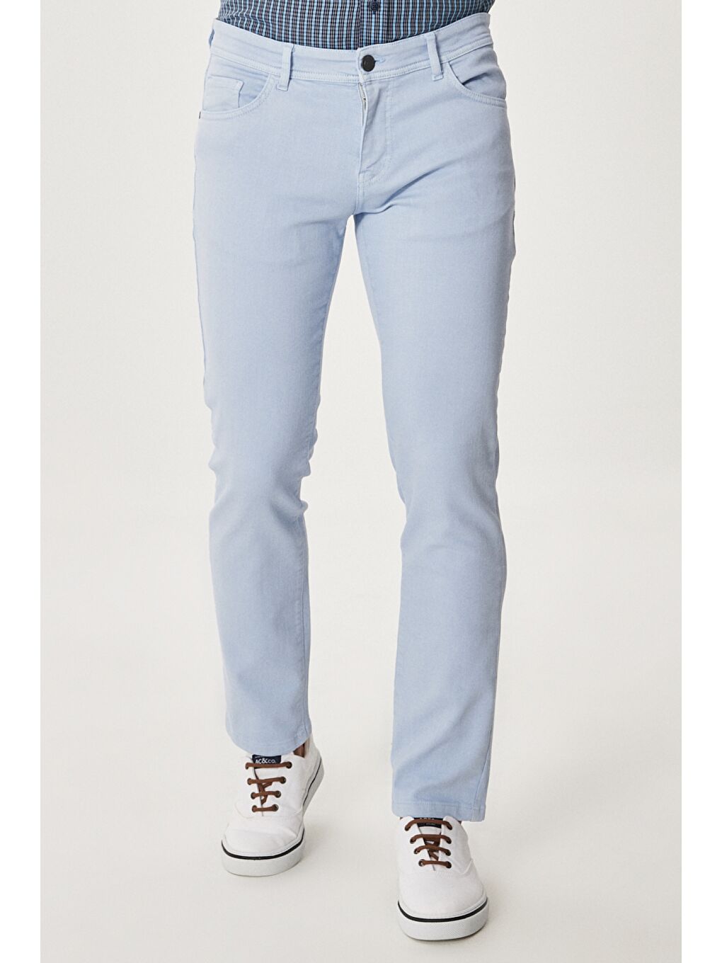 Erkek Mavi 360 Derece Her Yöne Esneyen Rahat Dayanıklı Slim Fit Dar Kesim Pantolon