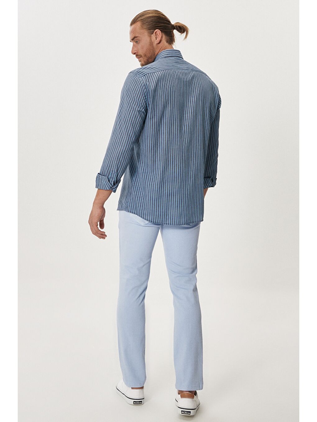 Erkek Mavi 360 Derece Her Yöne Esneyen Rahat Dayanıklı Slim Fit Dar Kesim Pantolon-3