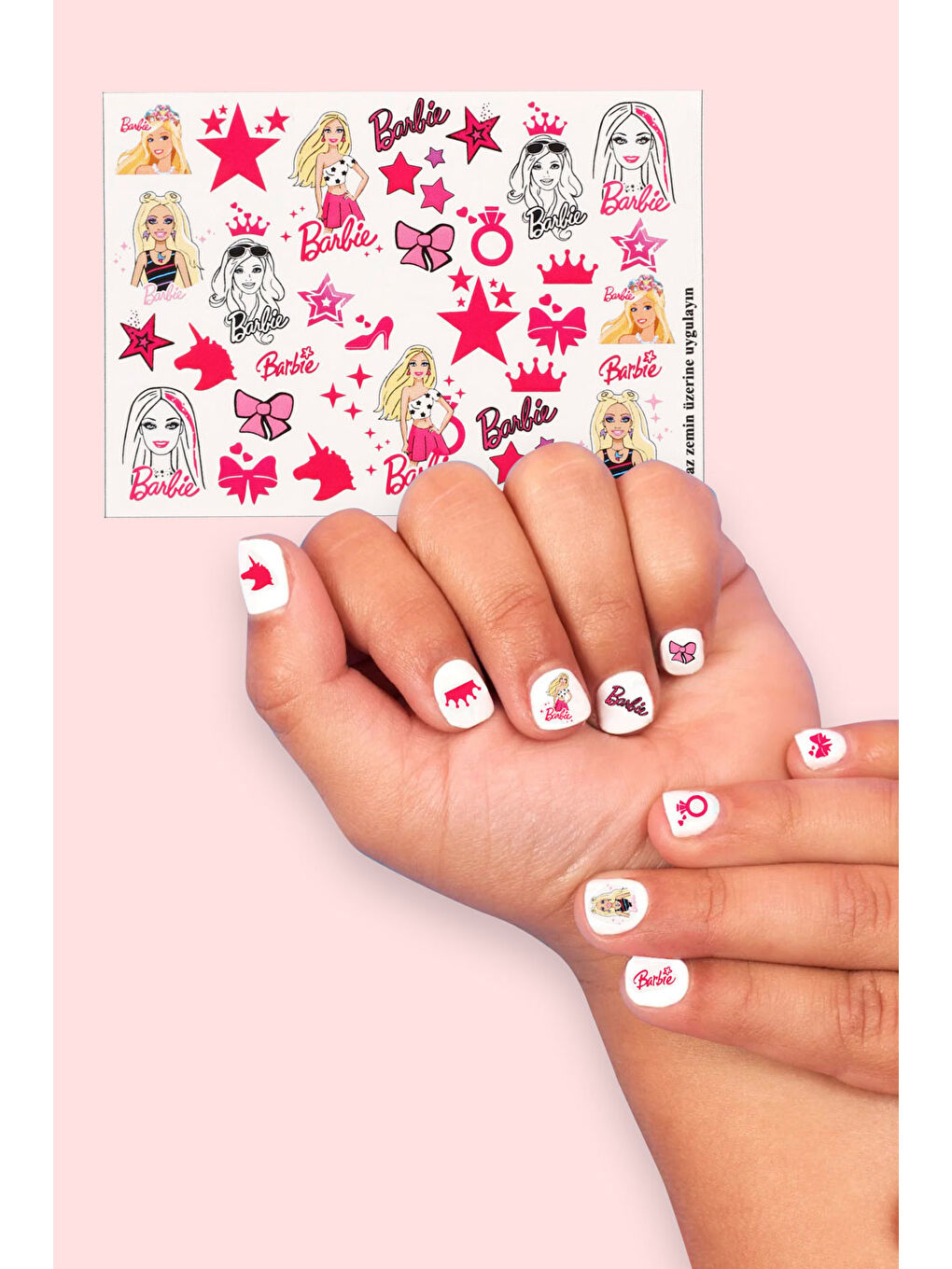 Pembe Barbie Kız Çocuk Tırnak Sticker