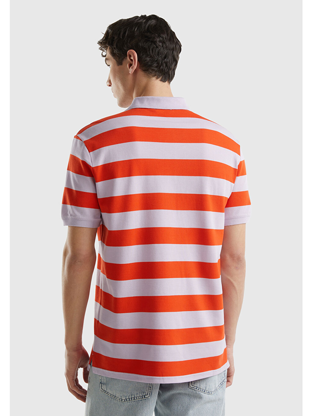 United Colors Of Benetton Erkek Kırmızı Mix %100 Pamuk Renk Bloklu Çizgili 2 Düğmeli Polo Yaka T-Shirt - 2