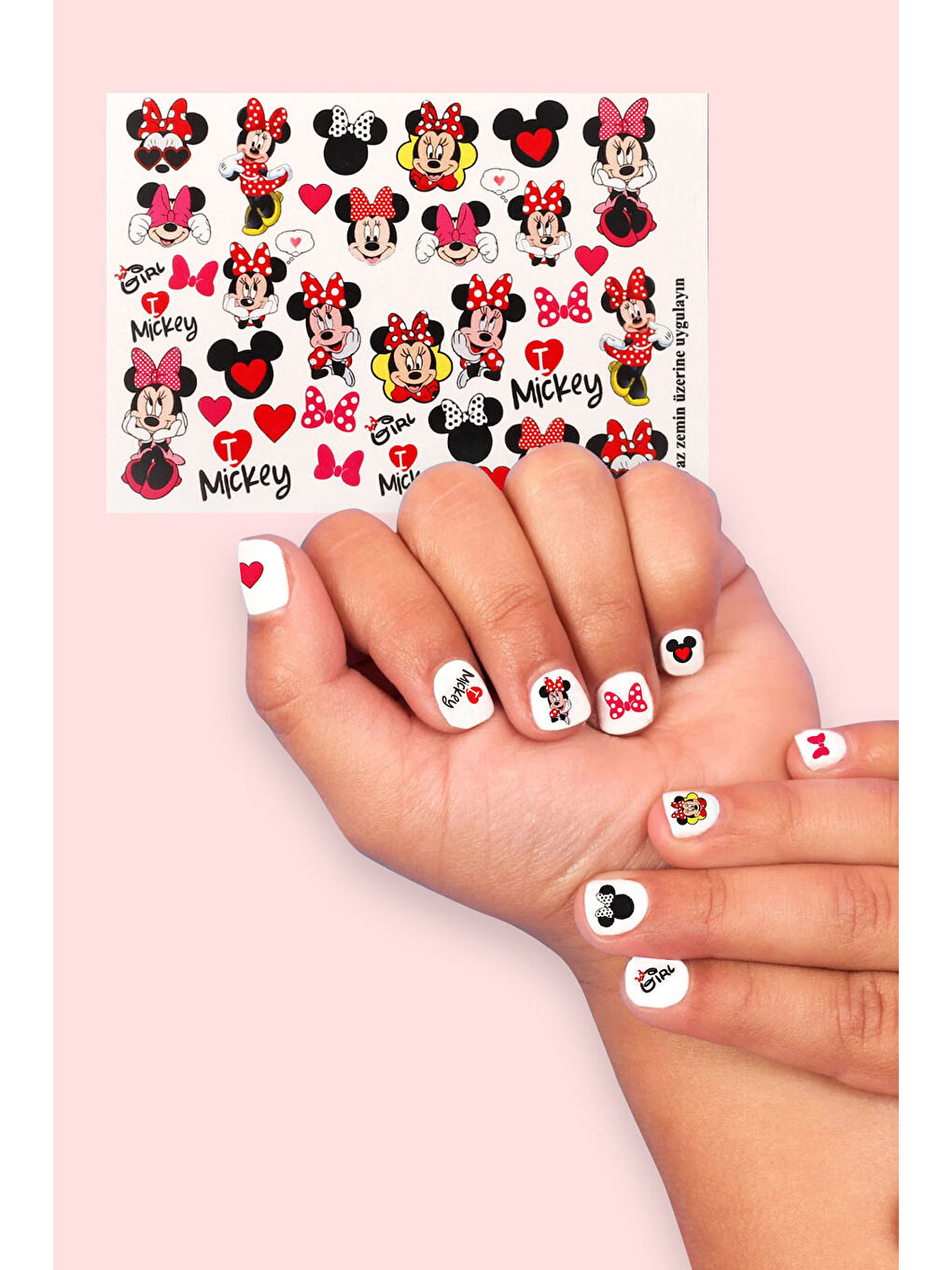 Kırmızı Minnie Mouse Kız Çocuk Tırnak Sticker