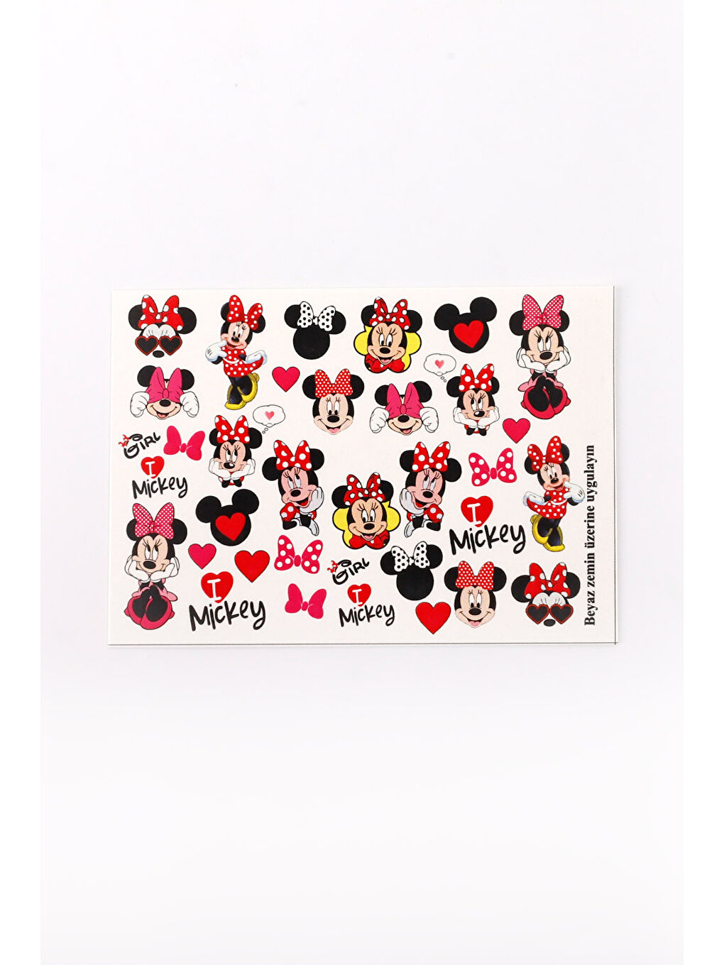 Kırmızı Minnie Mouse Kız Çocuk Tırnak Sticker-1