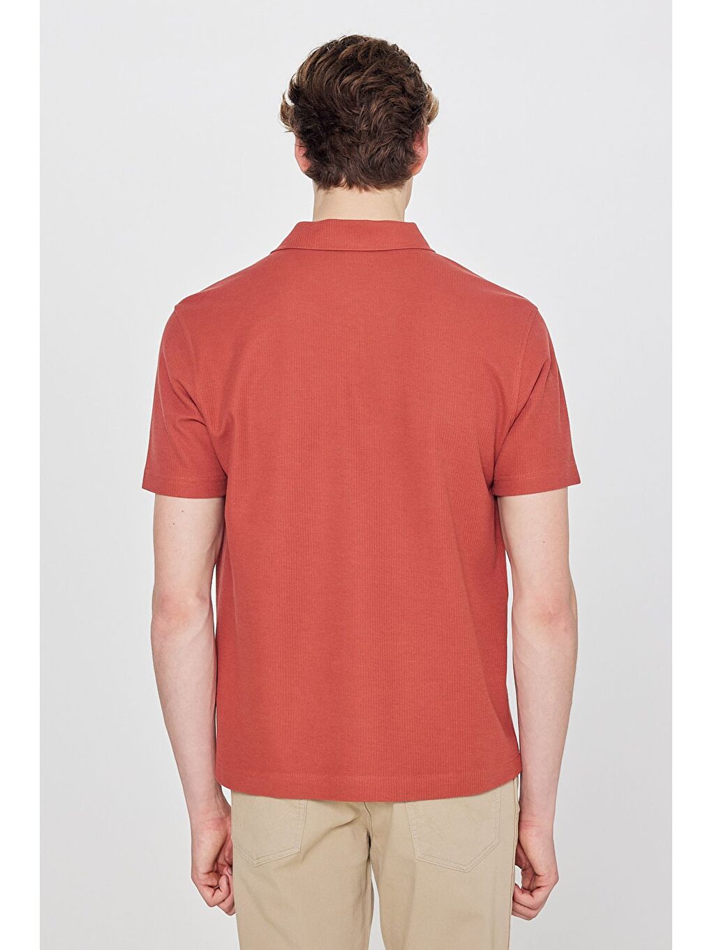 Bordo Polo Yaka Basic Tişört-4