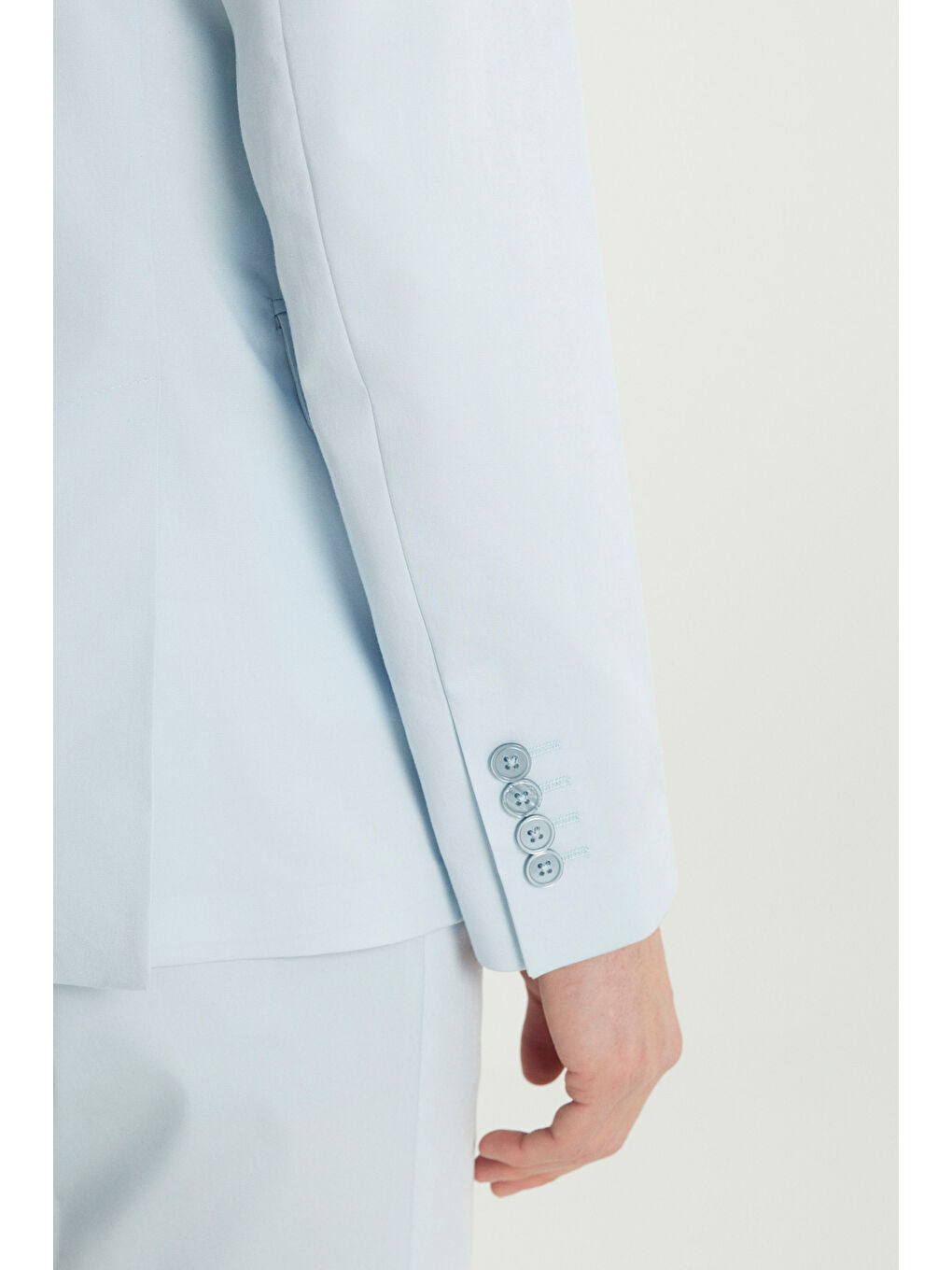 Erkek Açık Mavi Slim Fit Dar Kesim Kırlangıç Yaka Kapak Cepli Kruvaze Damatlık Smokin Takım-5