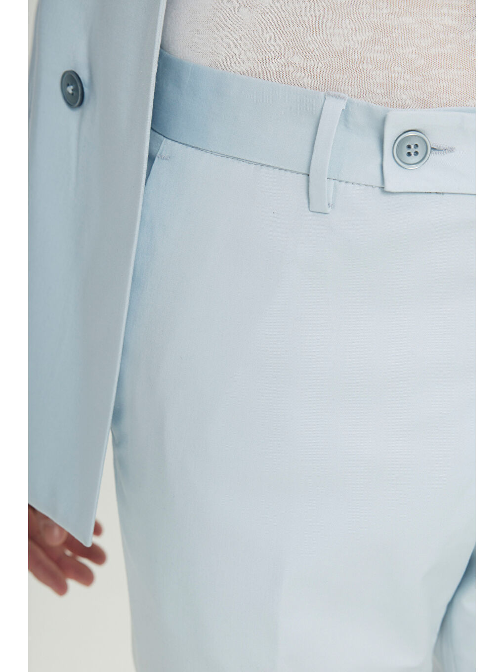 Erkek Açık Mavi Slim Fit Dar Kesim Kırlangıç Yaka Kapak Cepli Kruvaze Damatlık Smokin Takım-6