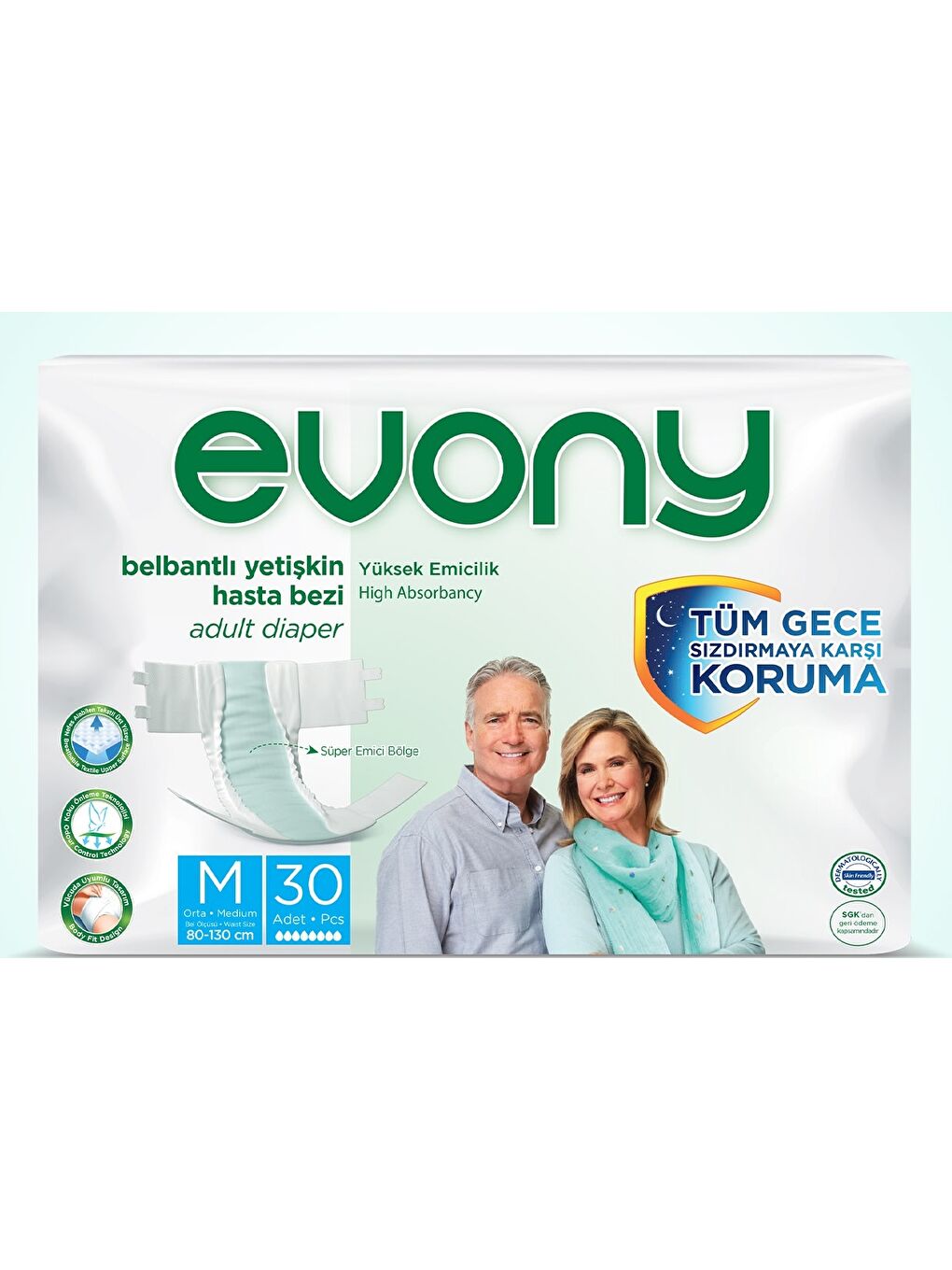 Evony Belbantlı Yetişkin Hasta Bezi Medium 30 lu