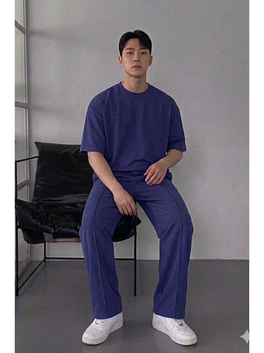 Lacivert Erkek Oversize T-Shirt Eşofman Takımı Rahat Kesim Basic Kombin-1