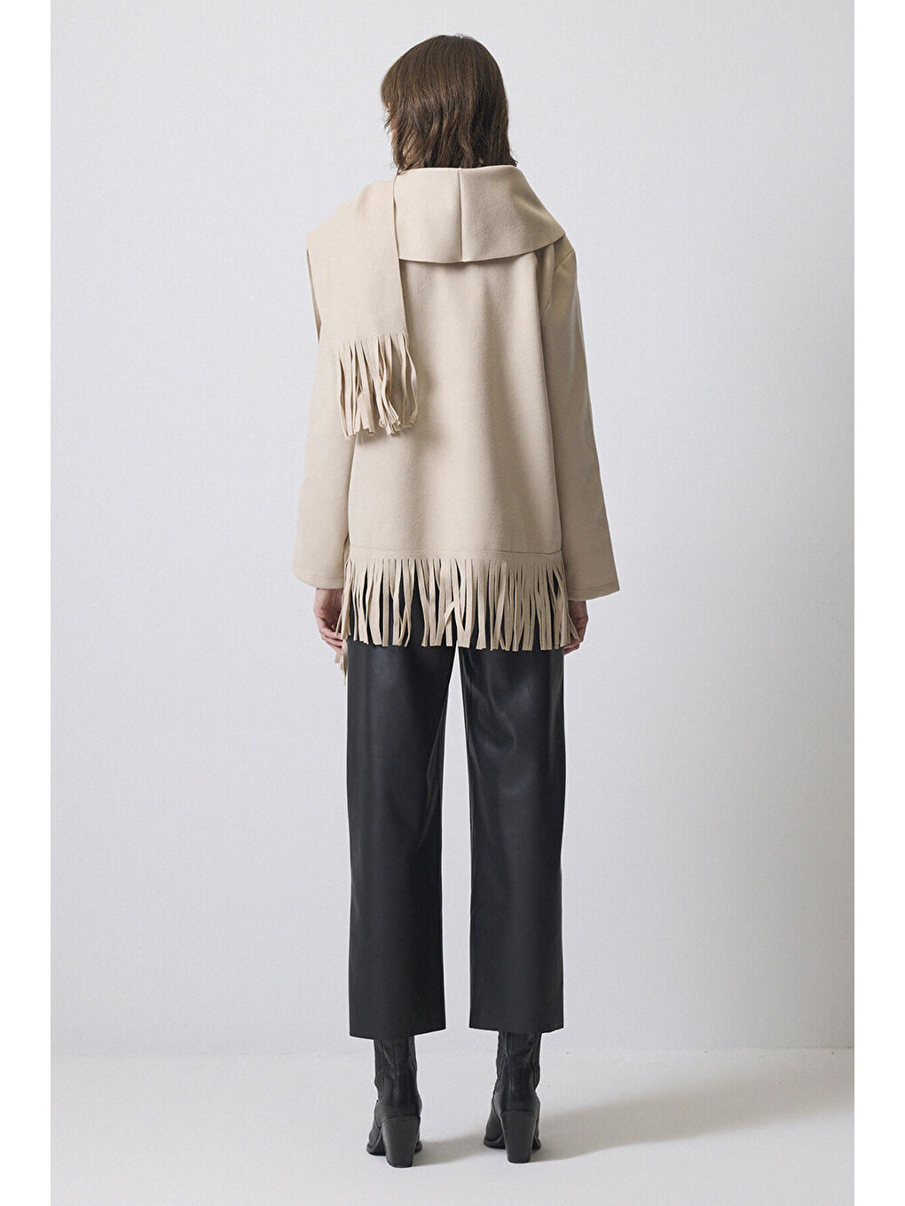 Bej Şal Yaka Kaşe Ceket-4