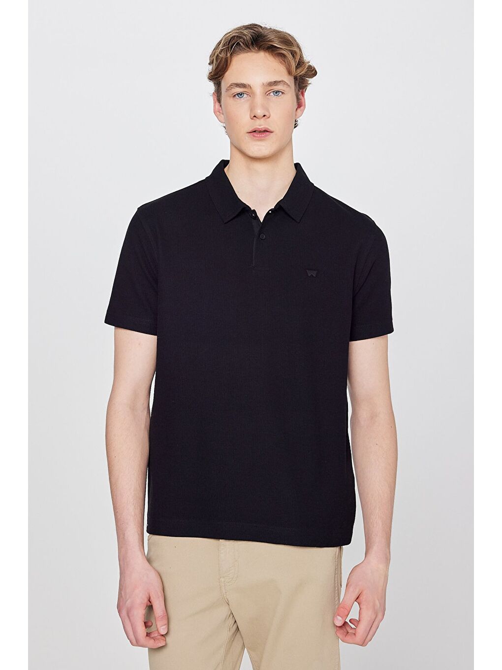 Siyah Polo Yaka Basic Tişört-1