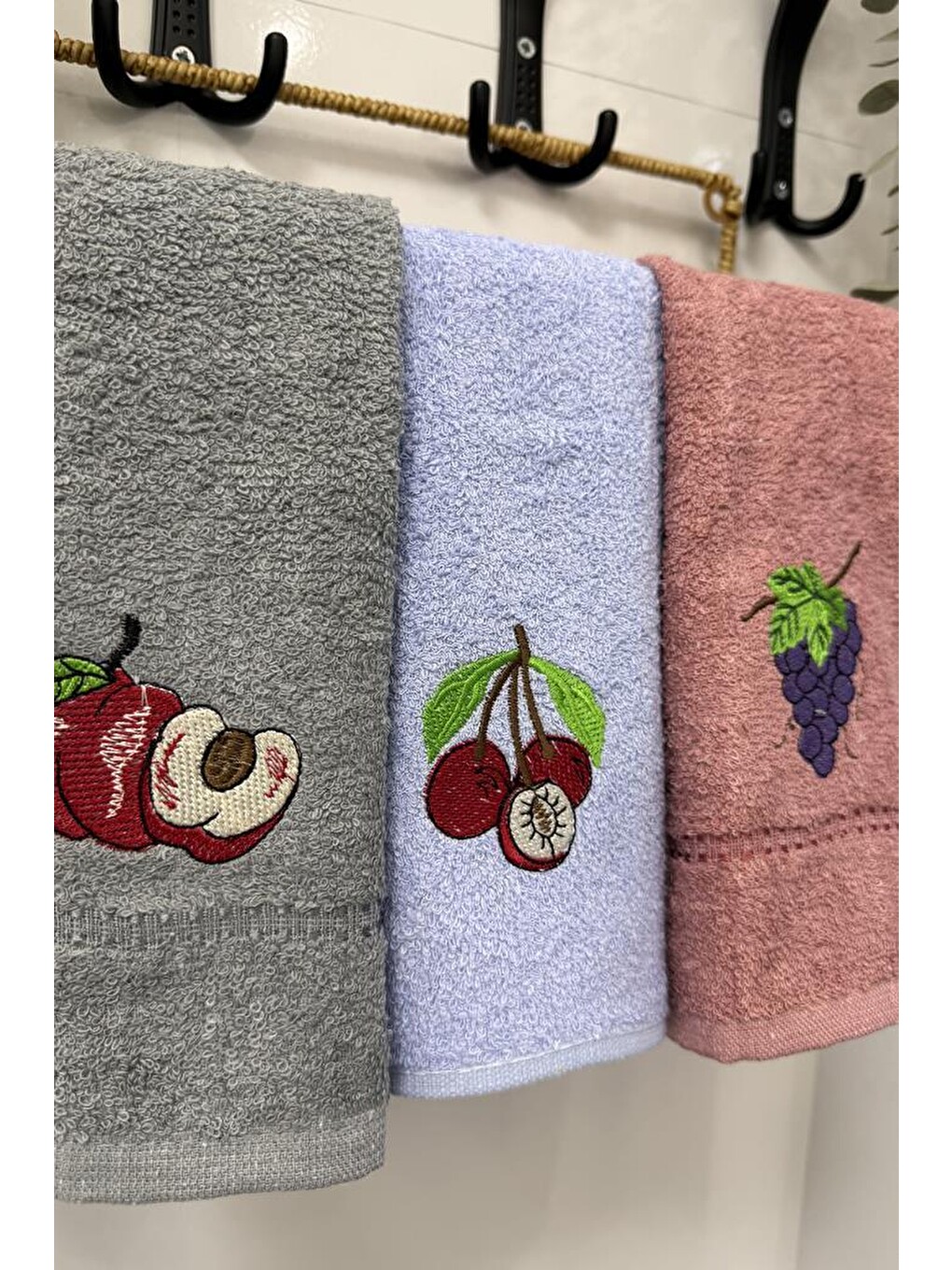 Karışık Lezzem Nakışlı 3lü Mutfak Havlu Takımı 30x50 Cm-1