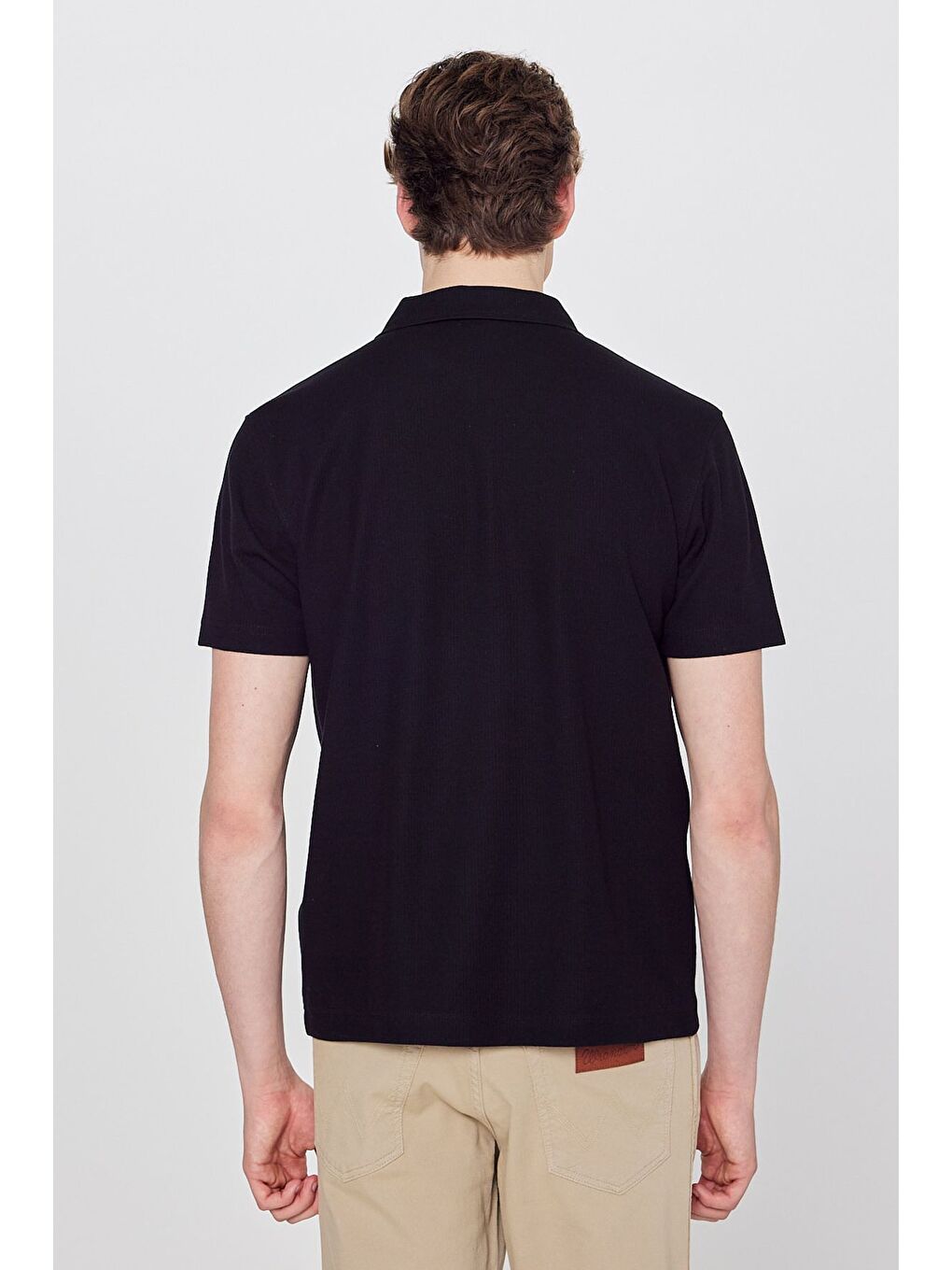 Siyah Polo Yaka Basic Tişört-4