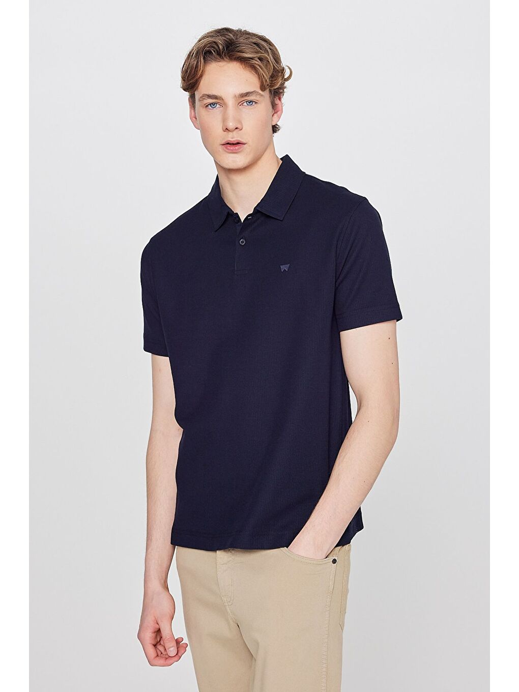 Lacivert Polo Yaka Basic Tişört