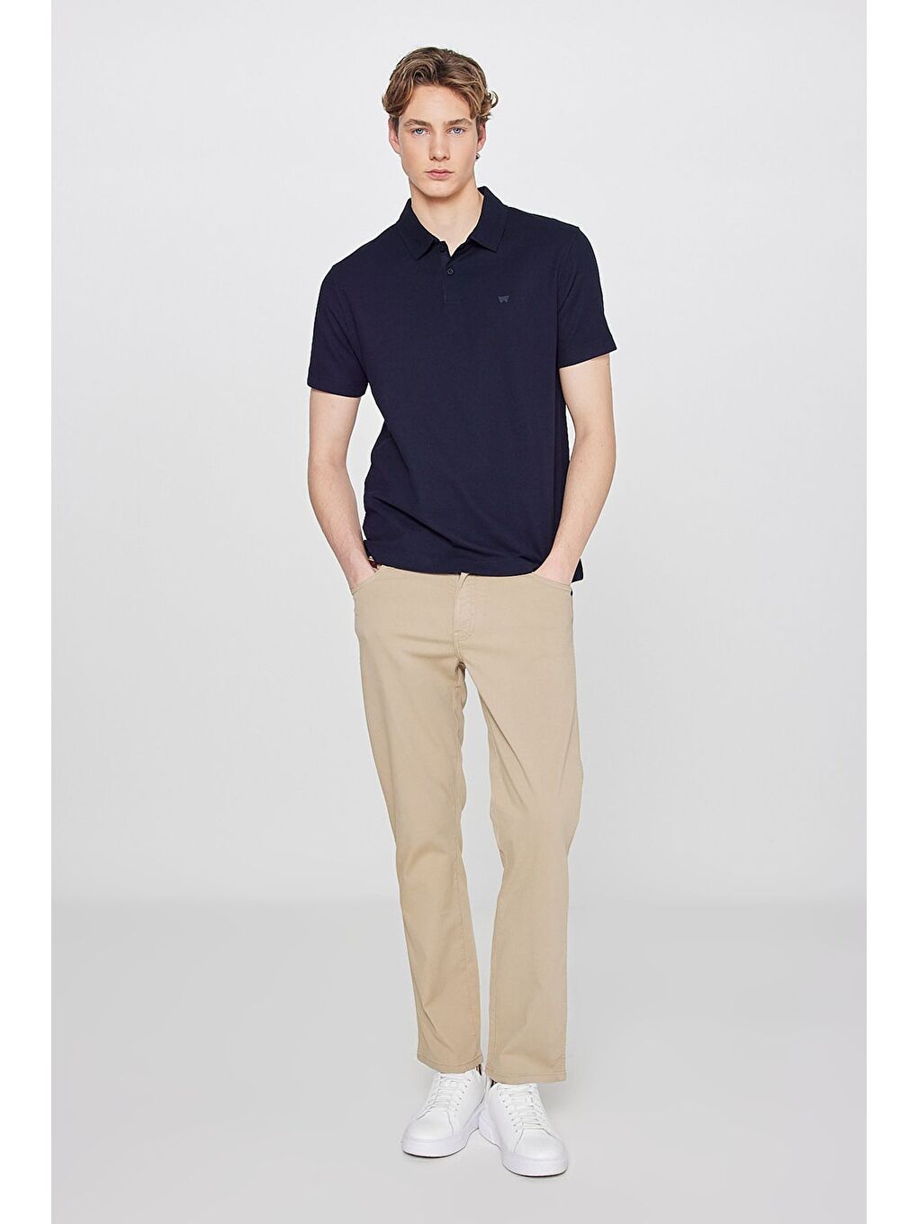 Lacivert Polo Yaka Basic Tişört-2