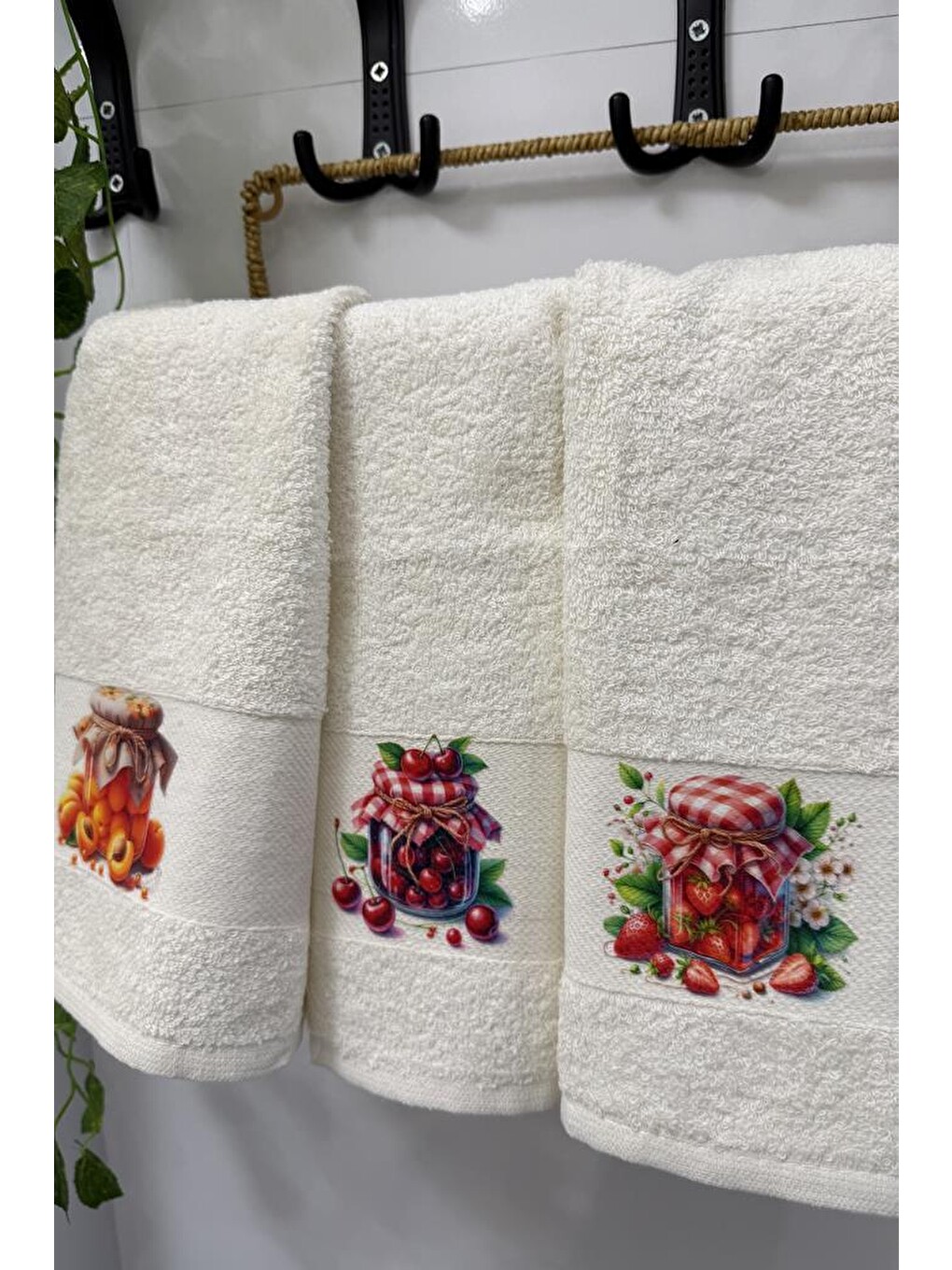 Karışık Meyvelim Baskılı 3lü Mutfak Havlu Takımı 30x50 Cm-1
