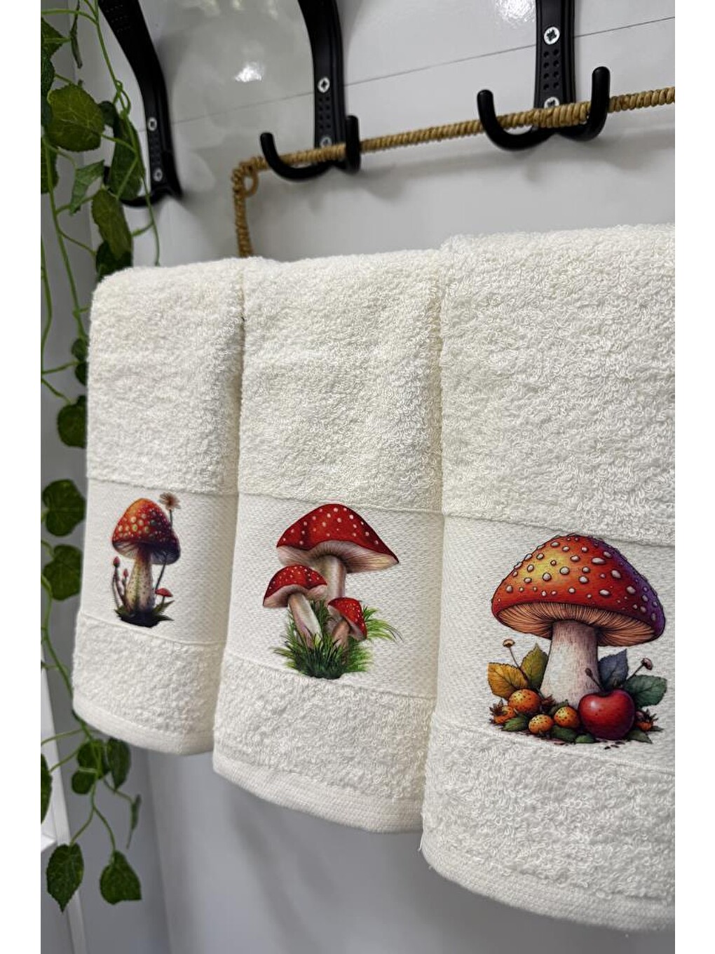 Karışık Mantar Baskılı 3lü Mutfak Havlu Takımı 30x50 Cm-1
