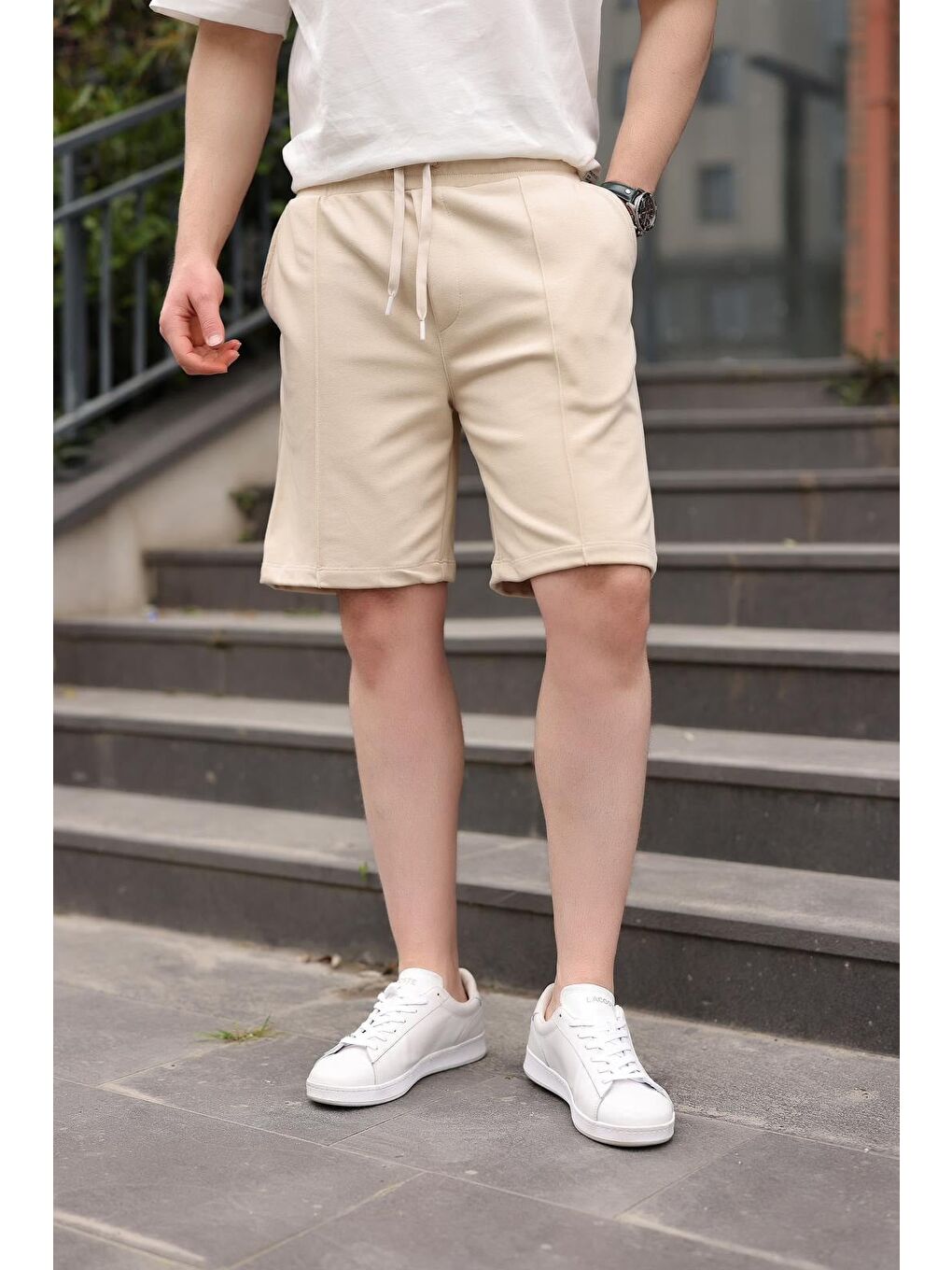 Bej Beli Ayarlanabilir Regular Fit Erkek Şort E6585-2