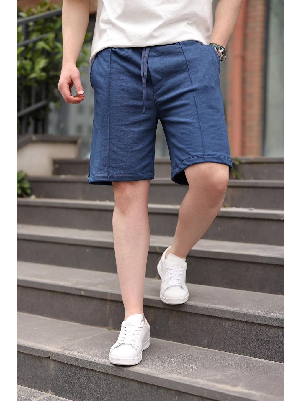 Lacivert Beli Ayarlanabilir Regular Fit Erkek Şort E6585-1