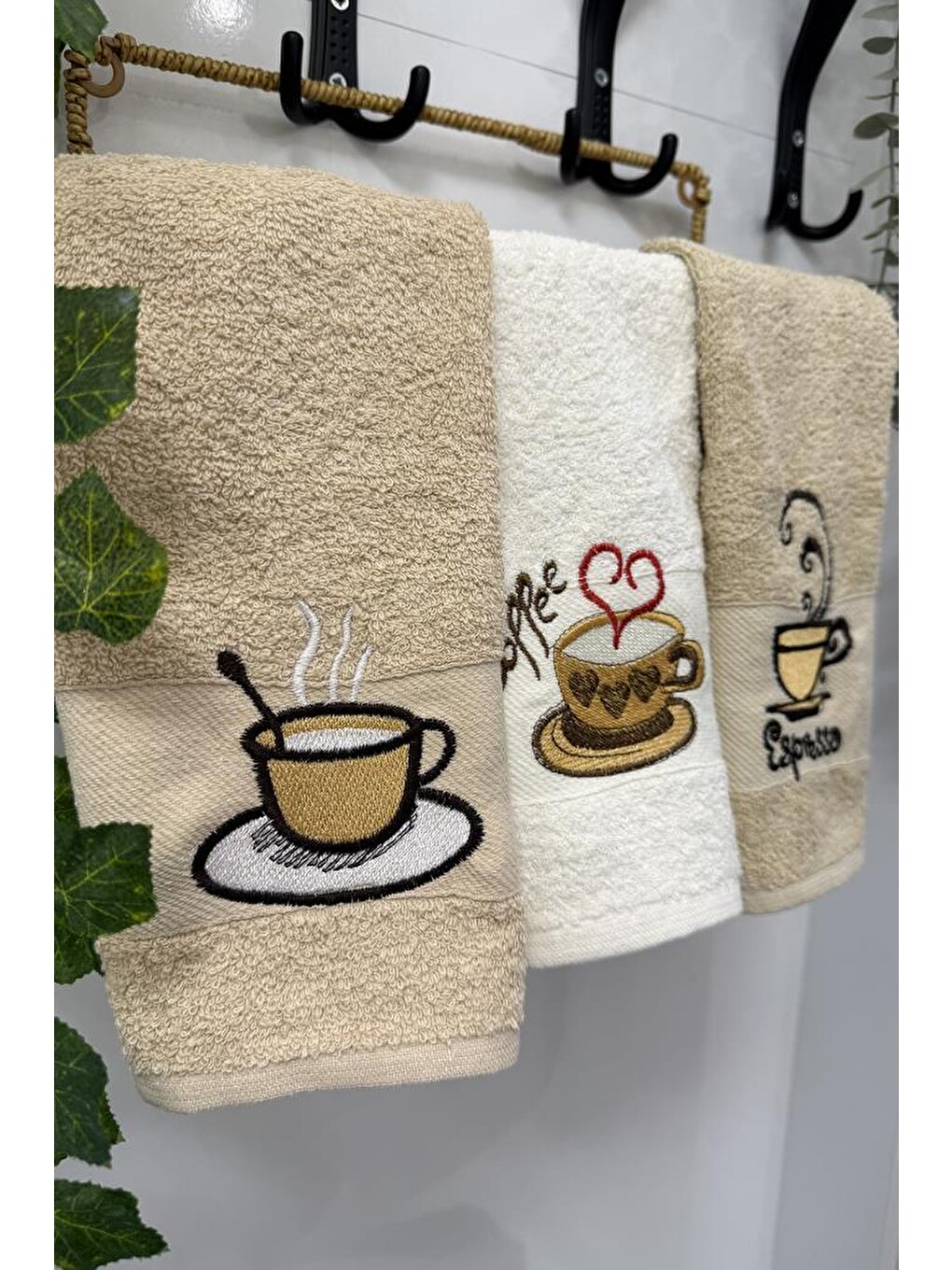 Karışık Kokora Nakışlı 3lü Mutfak Havlu Takımı 30x50 Cm-1